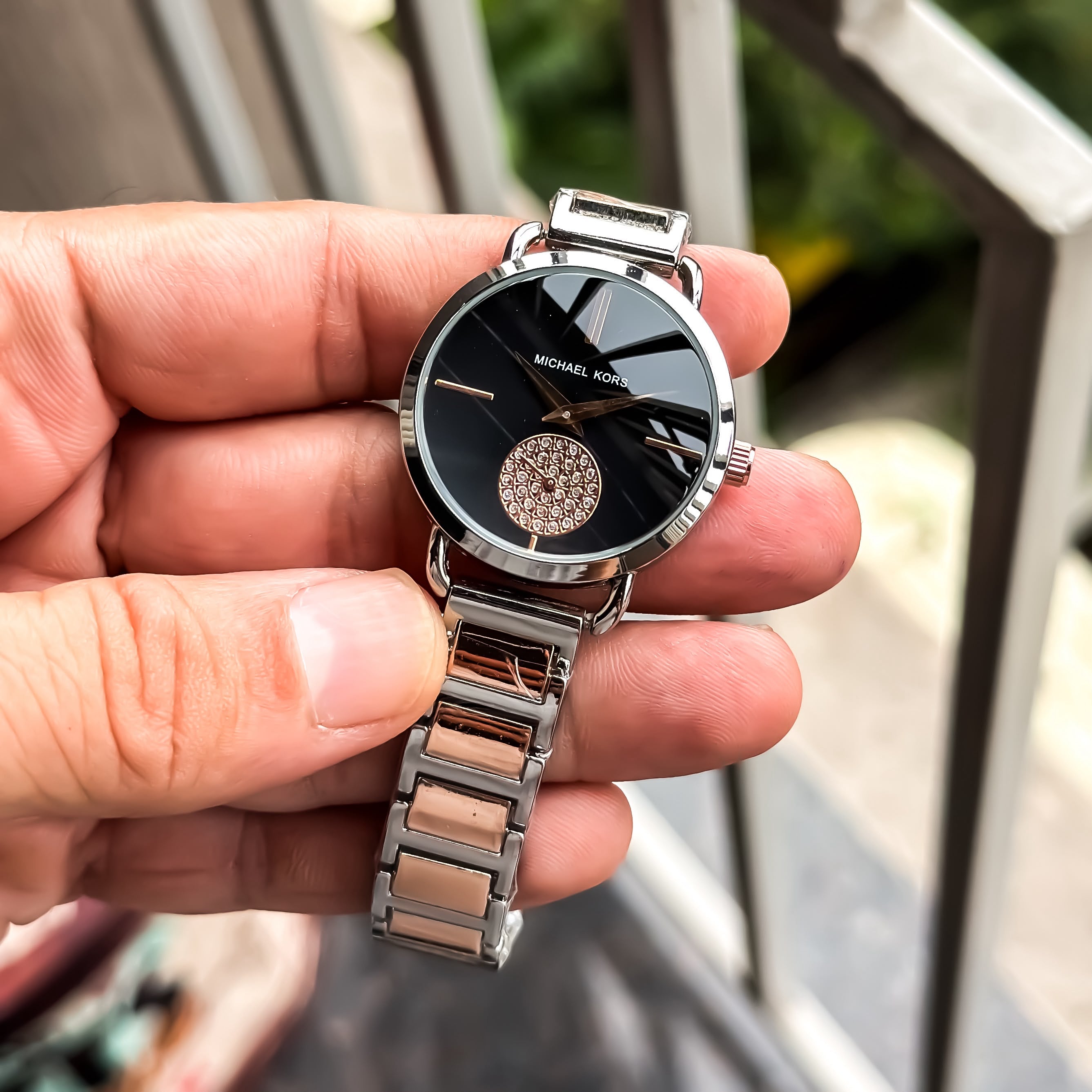 Michael Kors Rose Gold Black Dial Men's Watch
