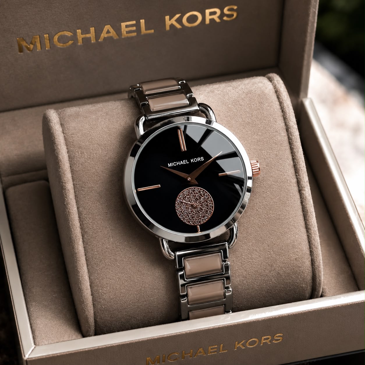Michael Kors Rose Gold Black Dial Men's Watch