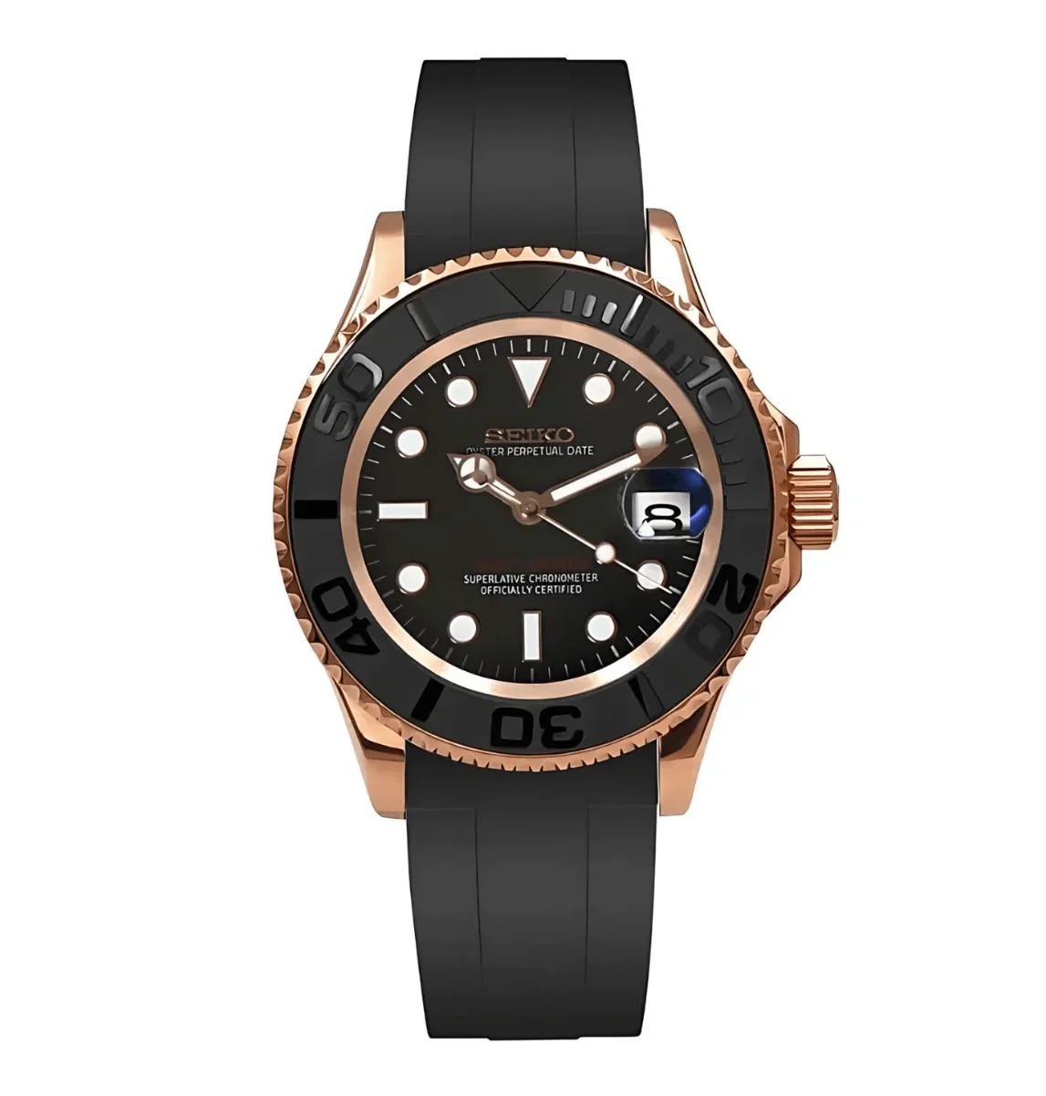 Seiko Mod Yacht Master Black Dial Men's Watch
