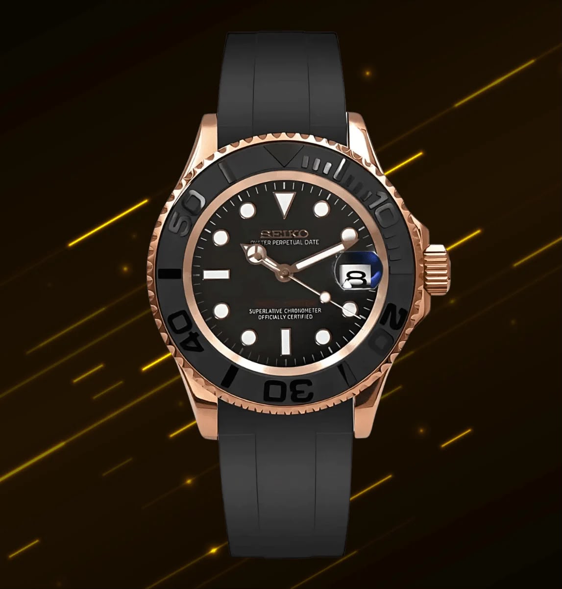 Seiko Mod Yacht Master Black Dial Men's Watch