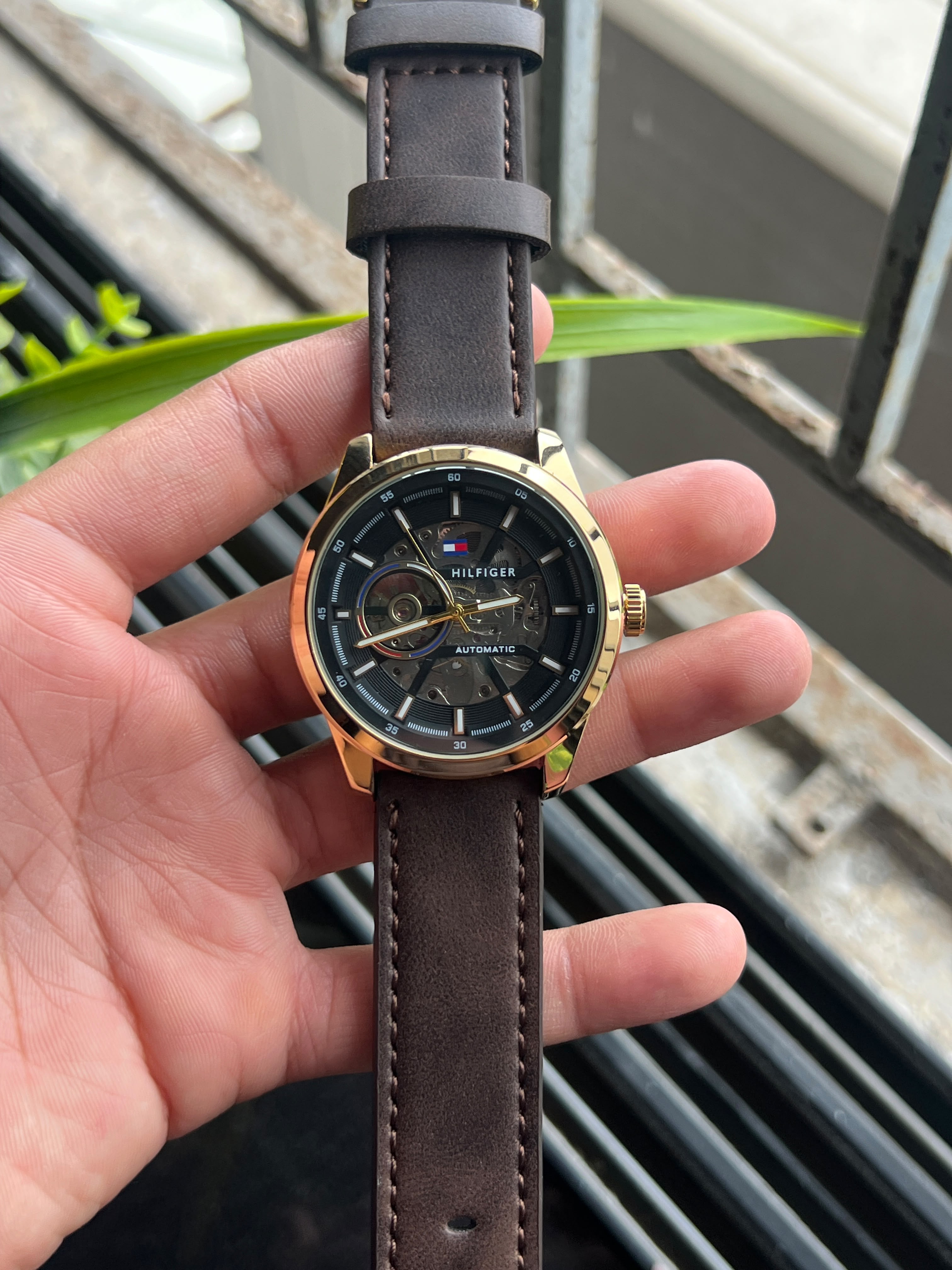 Tommy Hilfiger Automatic Brown Leather Men's Watch