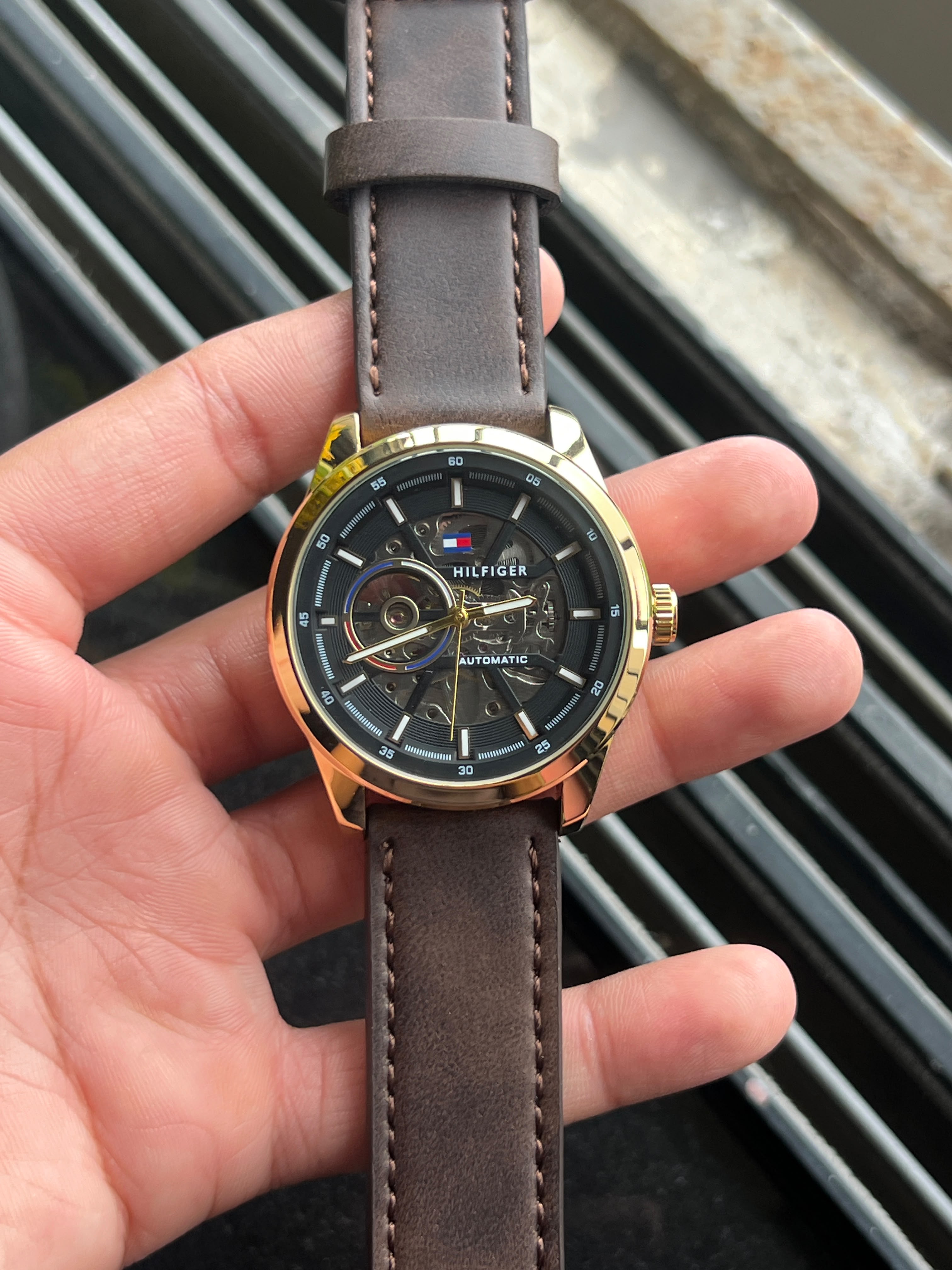 Tommy Hilfiger Automatic Brown Leather Men's Watch