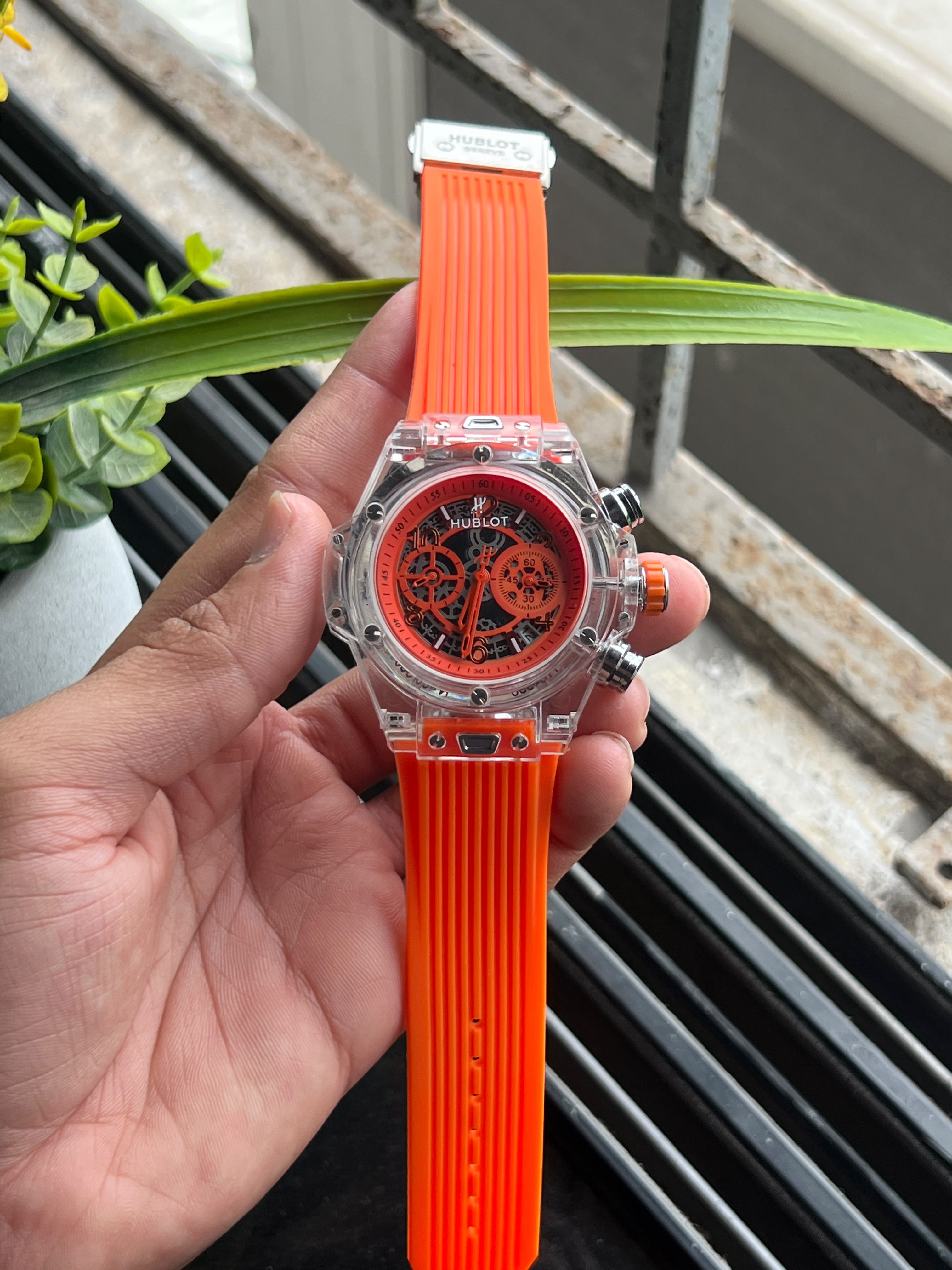 Hublot Big Ban Orange Silicone Belt Men's Watch