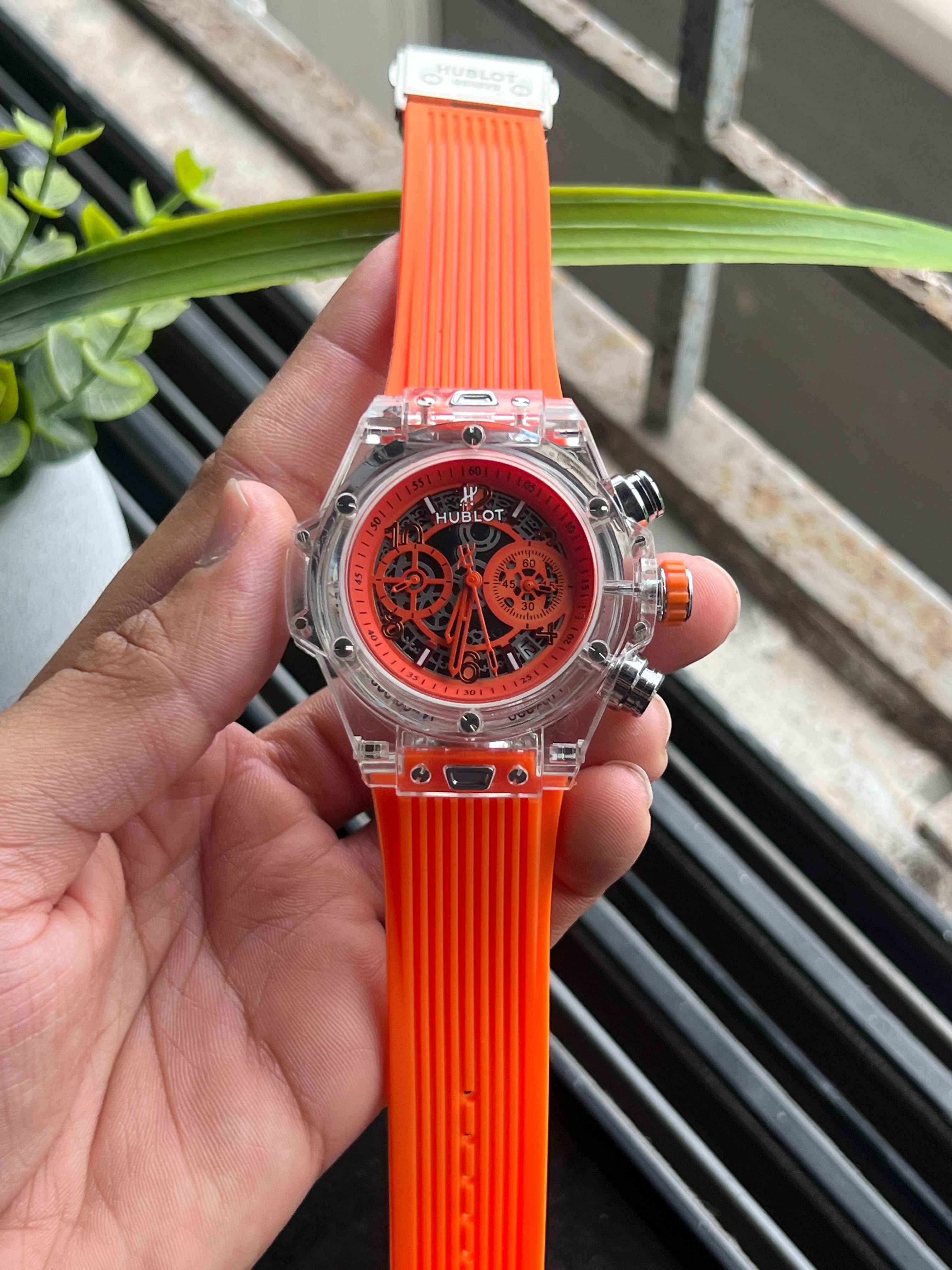 Hublot Big Ban Orange Silicone Belt Men's Watch