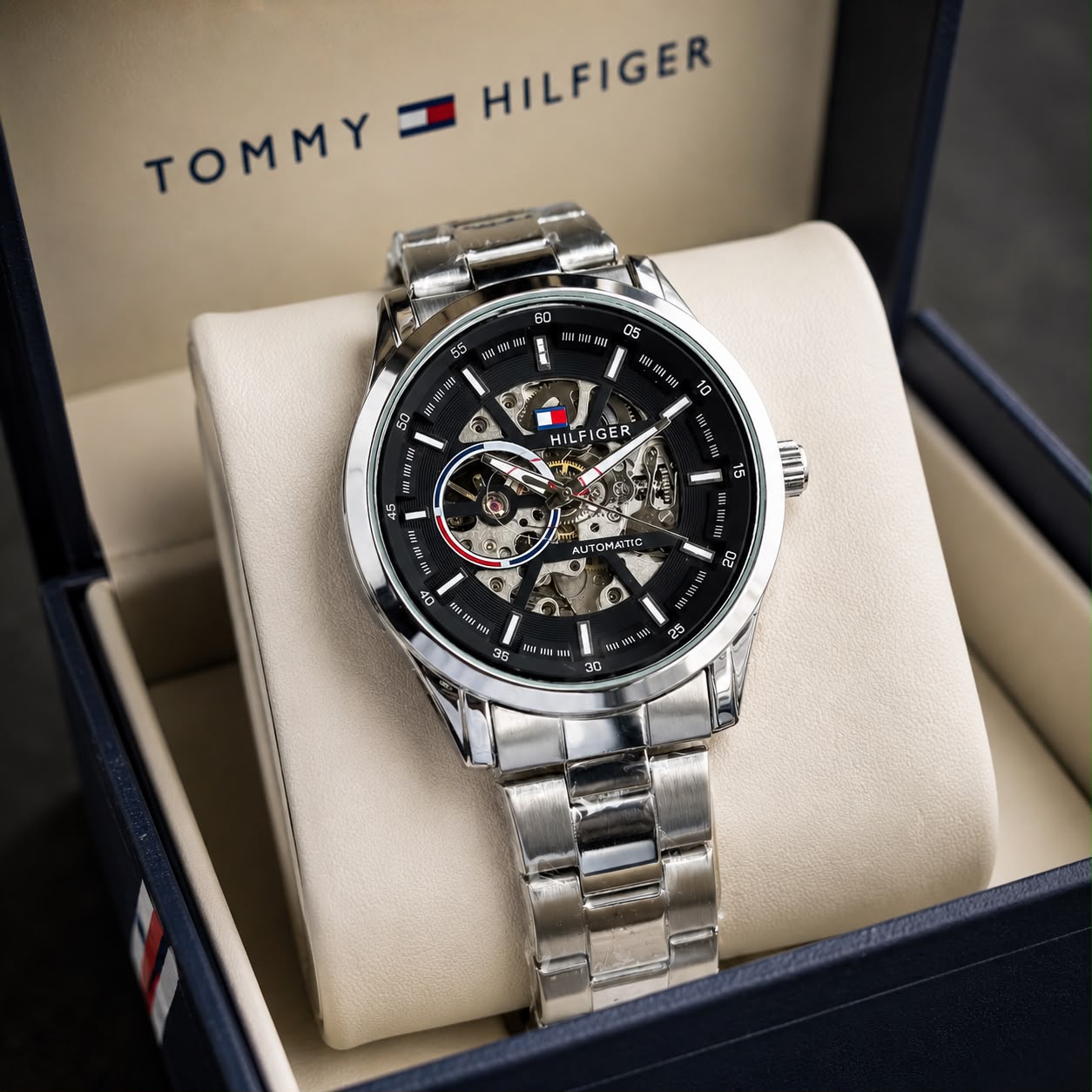 Tommy Hilfiger Automatic Black Silver Men's Watch