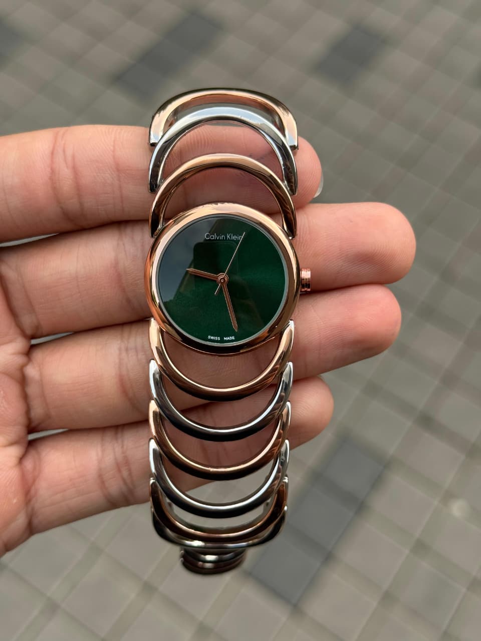 Calvin Klein Women's Two Tone Green Dial Watch