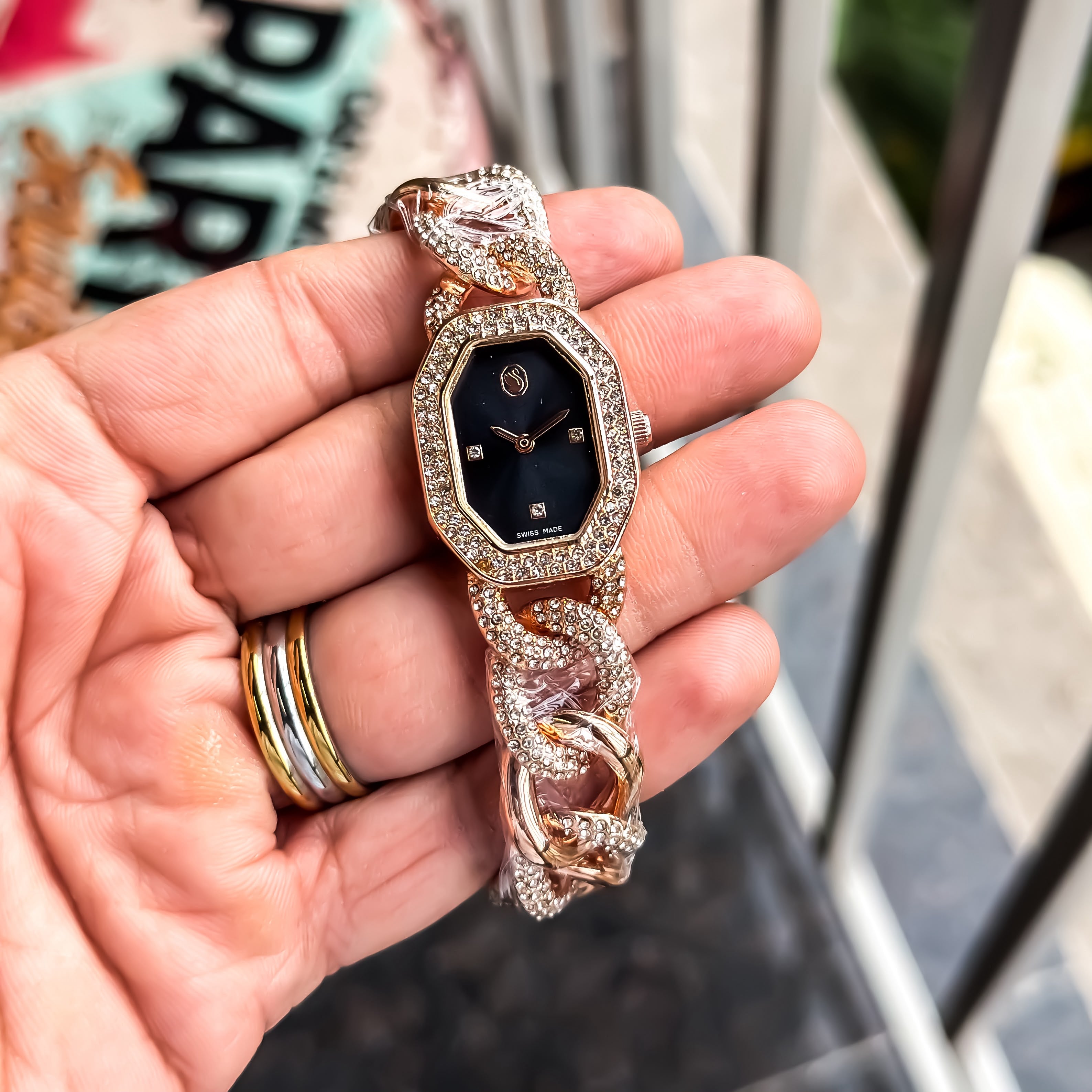 Swarovski Ladies Rose Gold Diamond Studded Watch
