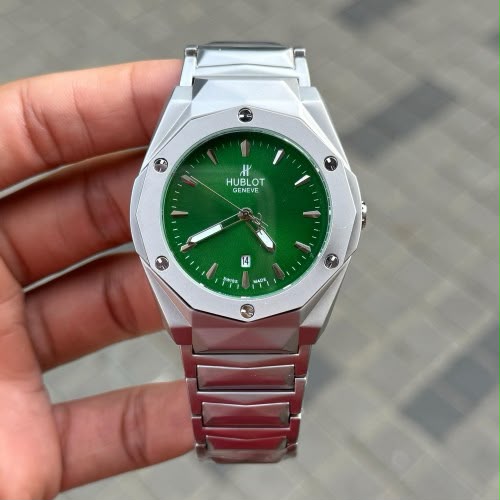 Hublot Green Dial Silver Watch For Men