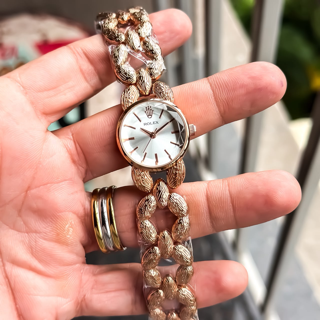 Rolex Ladies White Dial Rose Gold Watch