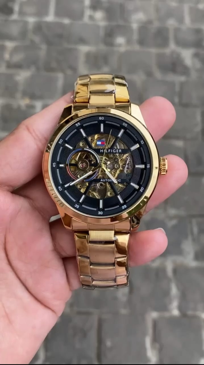 Tommy Hilfiger Automatic Chain Gold Black Men's Watch