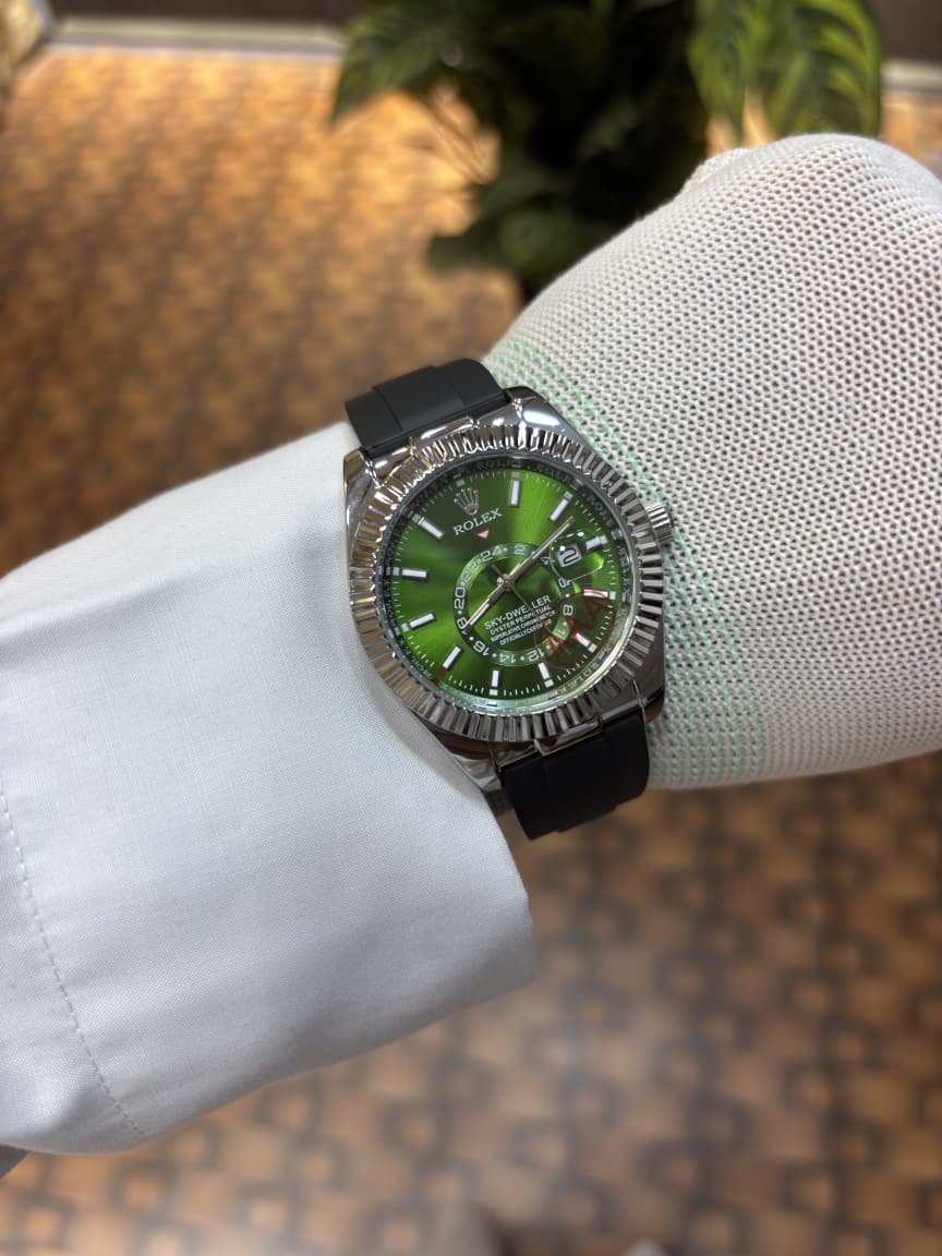 Rolex Sky-Dweller Oysterflex Green Dial Men's Watch