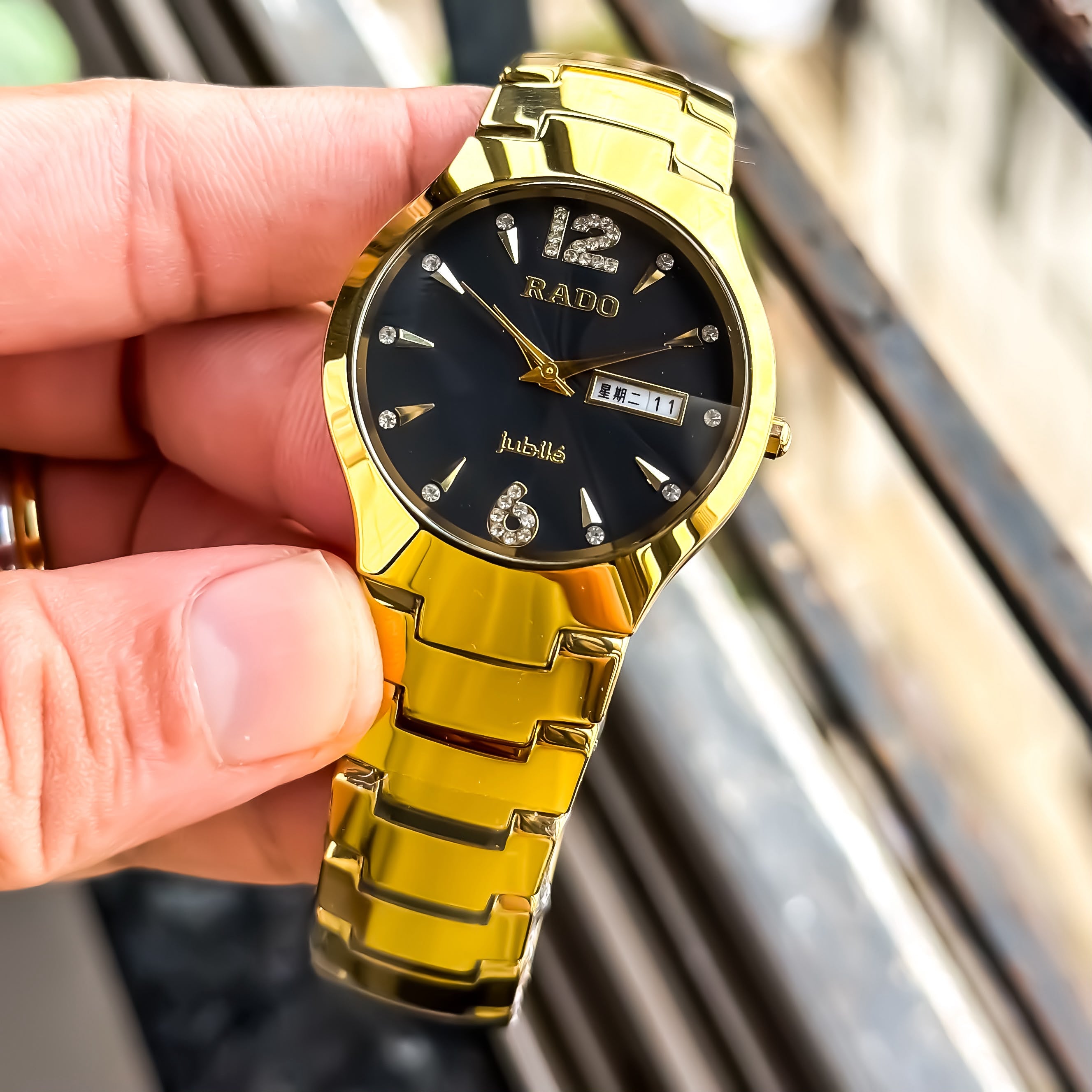 Rado Ceramic Full Gold  Black Dial Metal Men's Watch