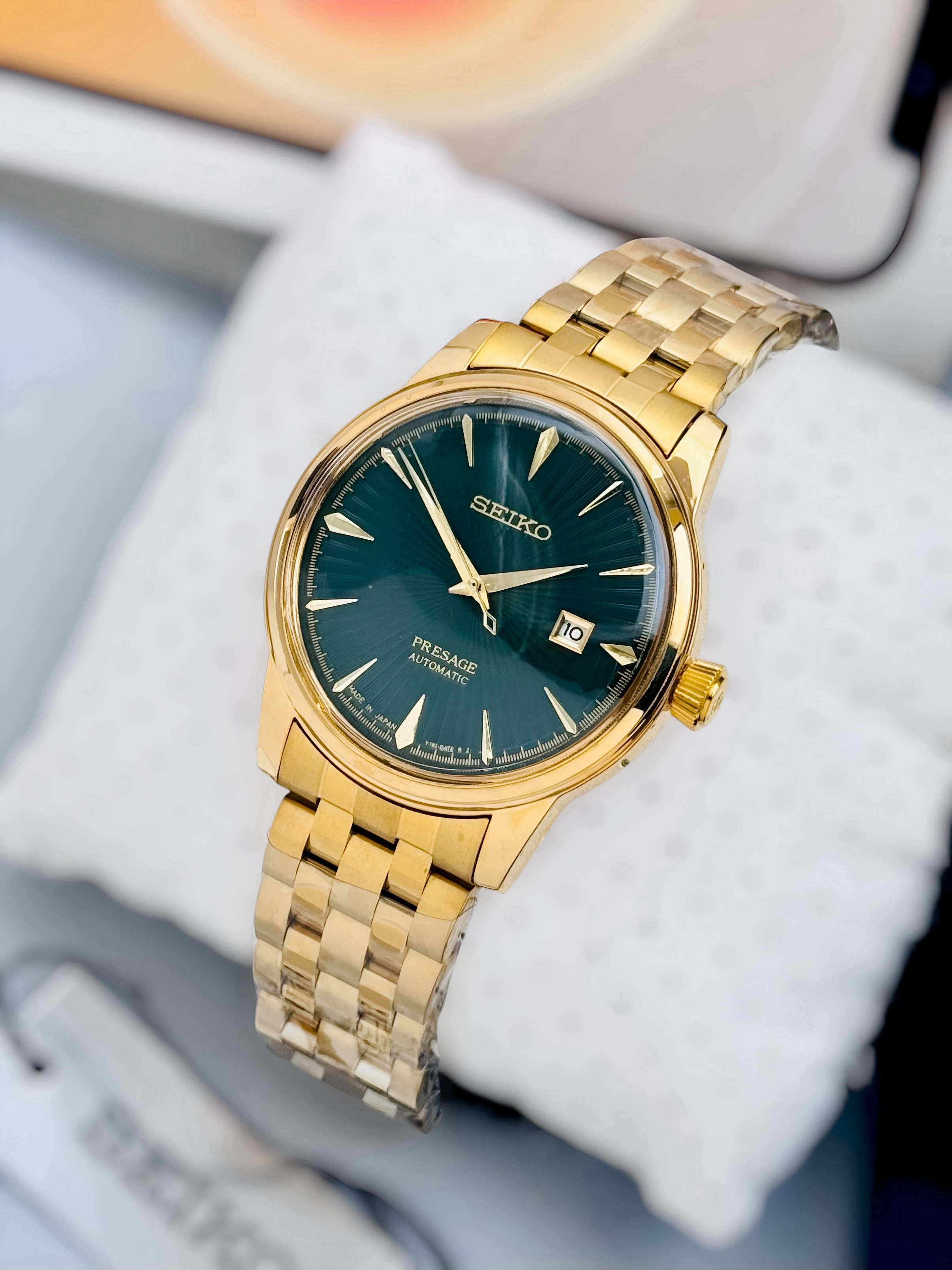 Seiko Automatic Green Dial Gold Men's Watch