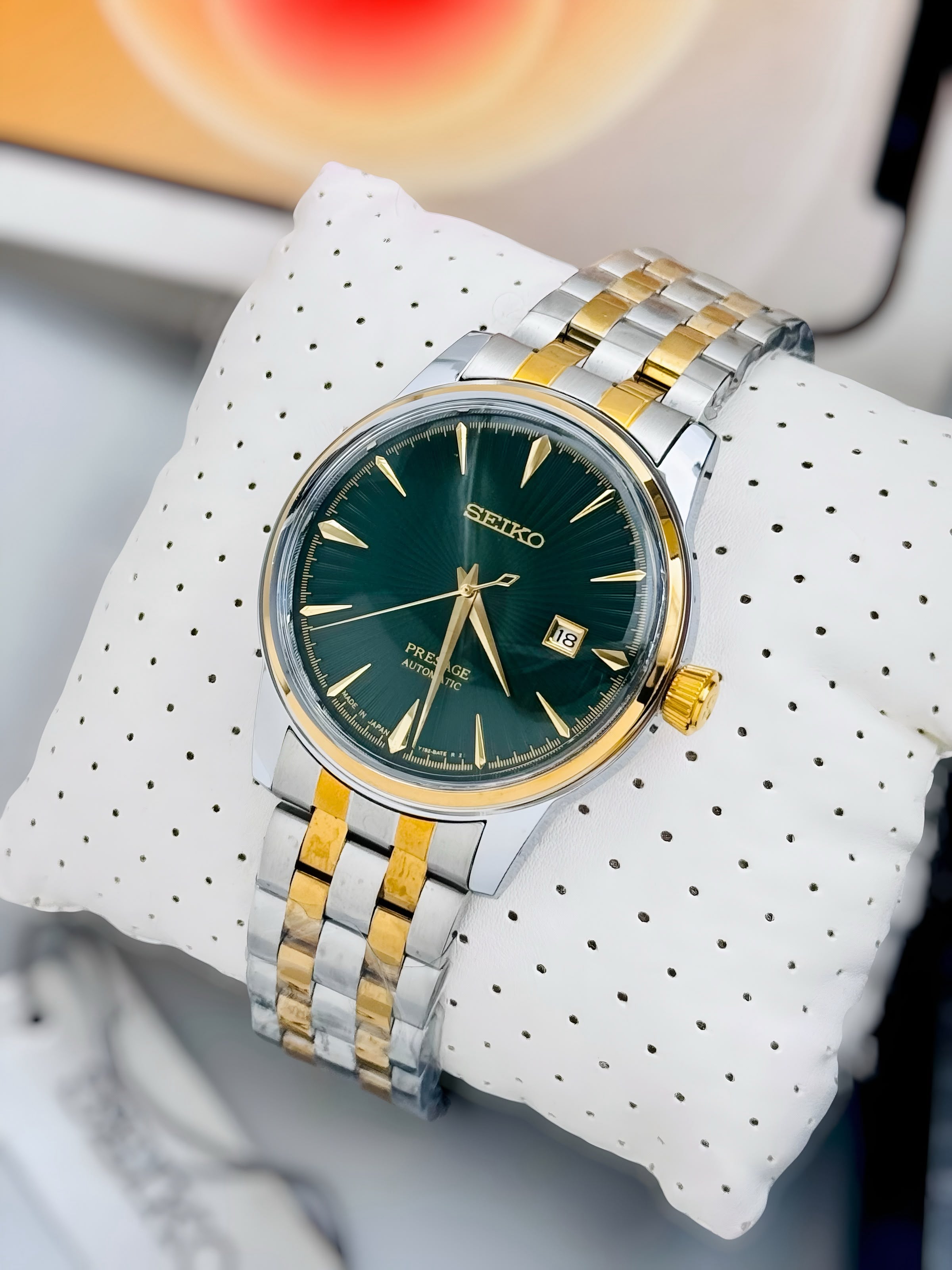 Seiko Automatic Green Dial Two Tone Men's Watch