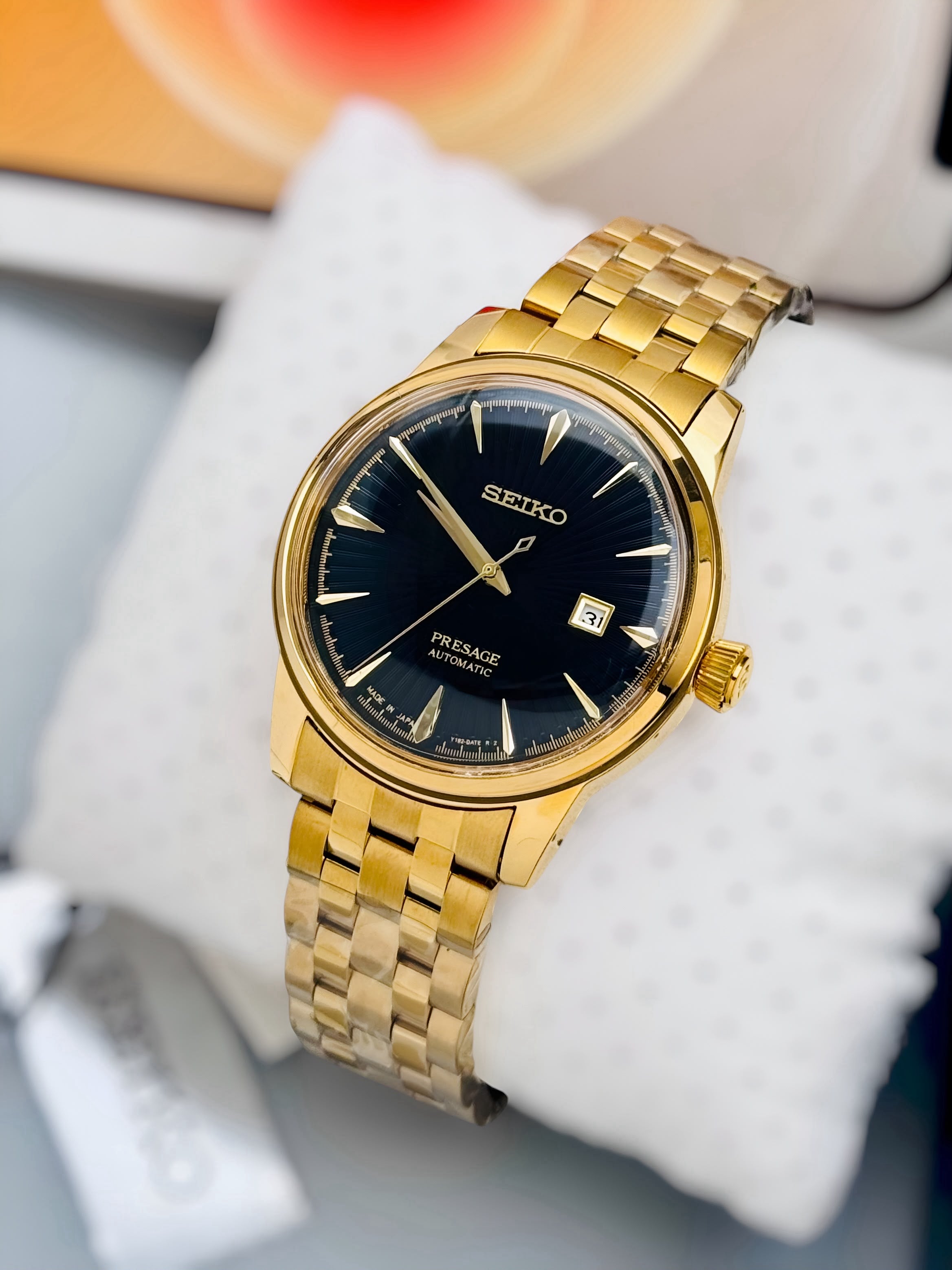 Seiko Automatic Gold Black Dial Men's Watch