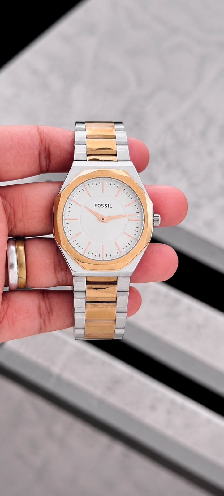 Fossil Rose Gold & Silver Analog Stainless Steel Watch