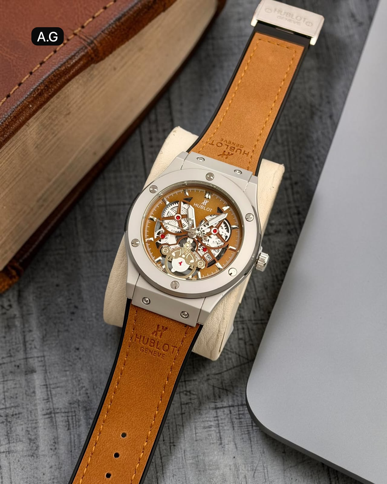 Hublot Big Bang Style Brown Skeleton Leather Watch