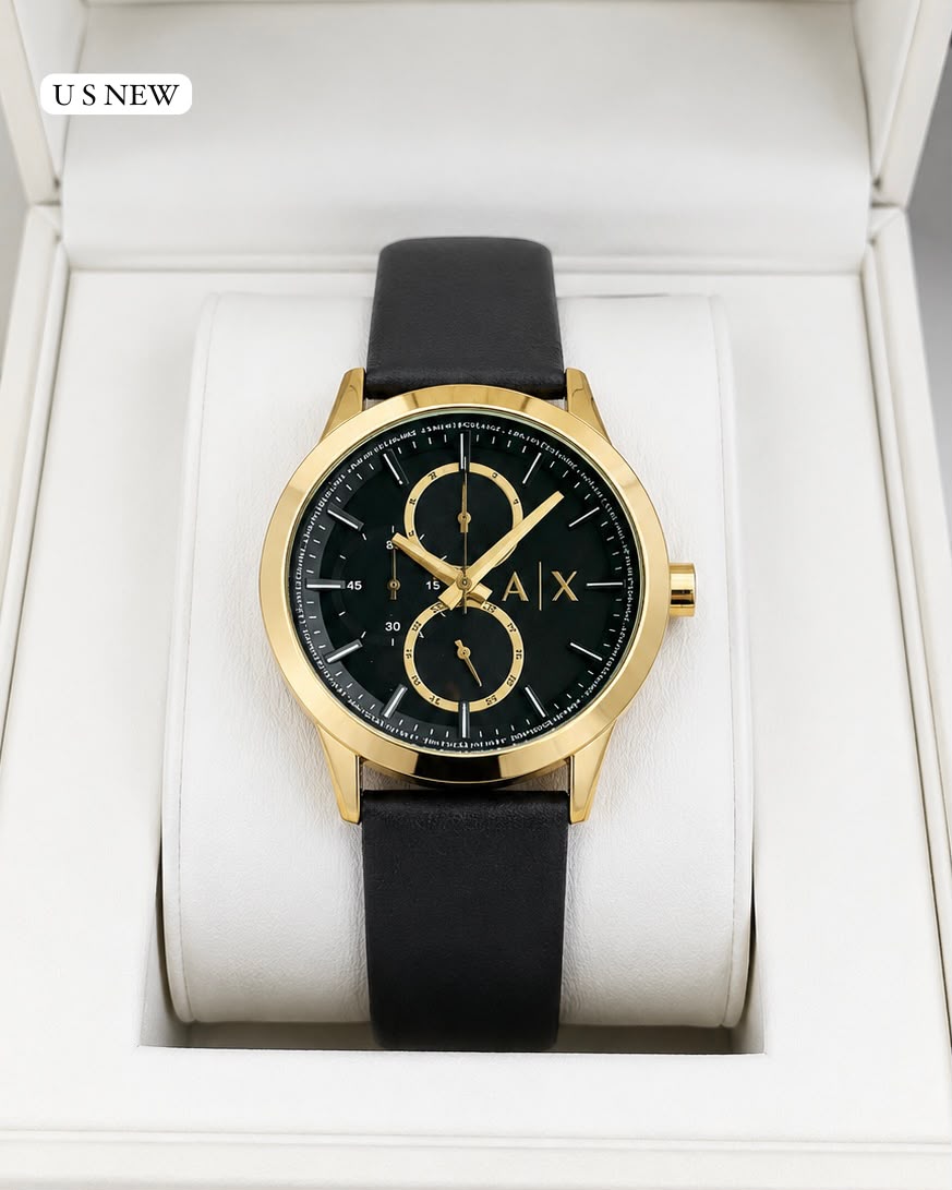 Armani Exchange Black Leather Strap Men's Watch