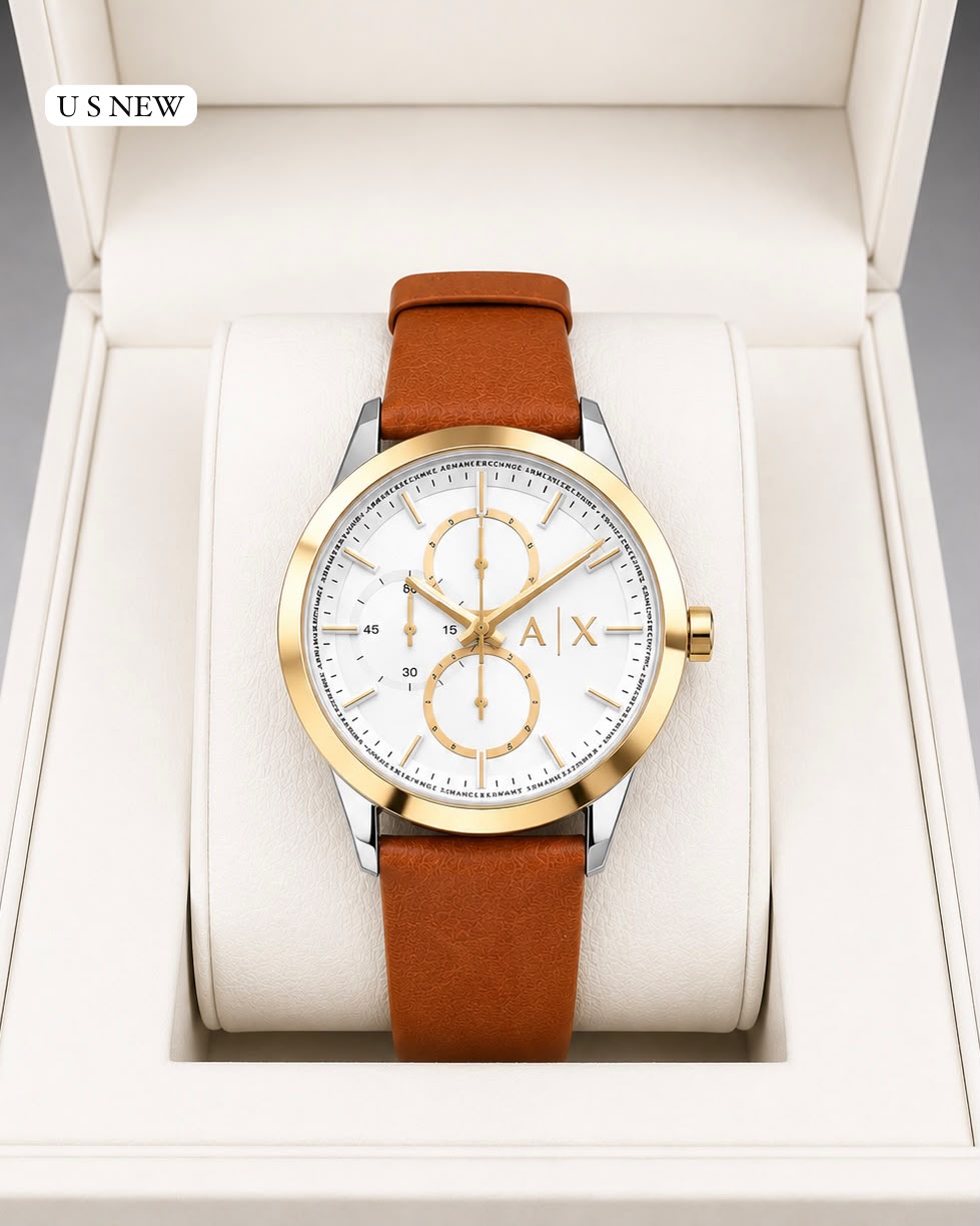 Armani Exchange Brown Leather Strap Men's Watch