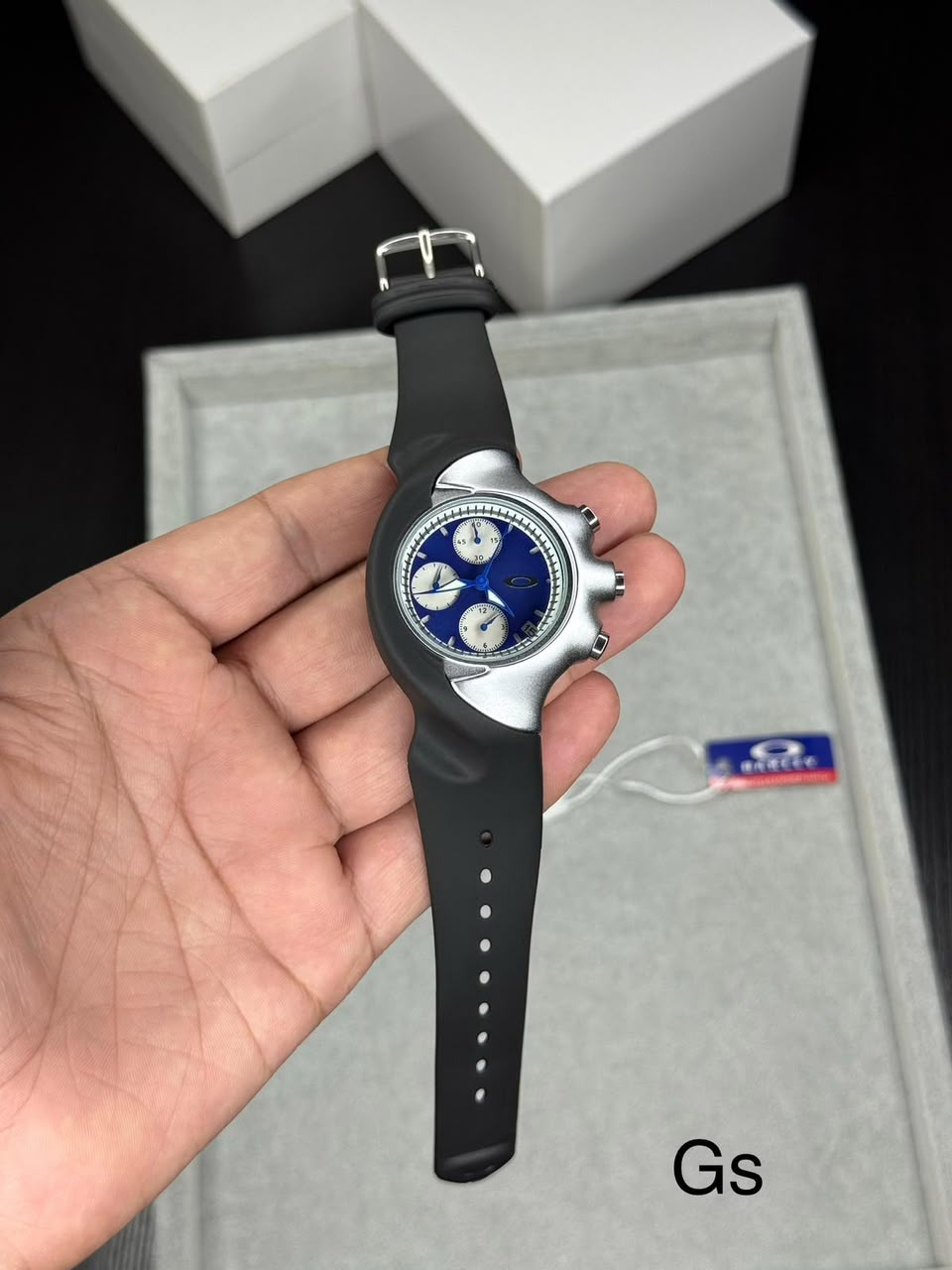 Oakley Detonator Style Black & Blue Chronograph  Sport Design Watch