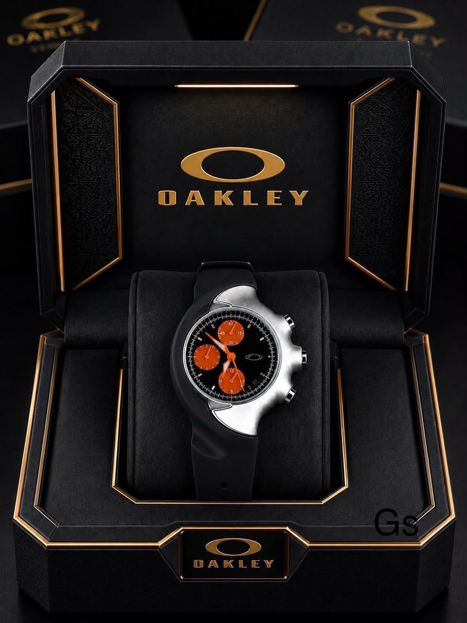 Oakley Detonator Style Black & Orange Chronograph  Sport Design Watch