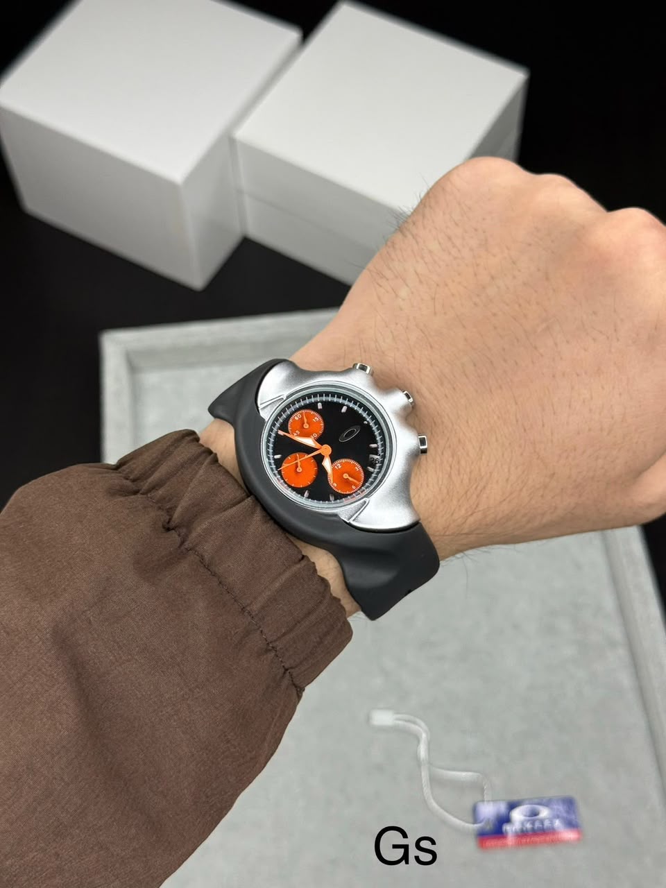 Oakley Detonator Style Black & Orange Chronograph  Sport Design Watch
