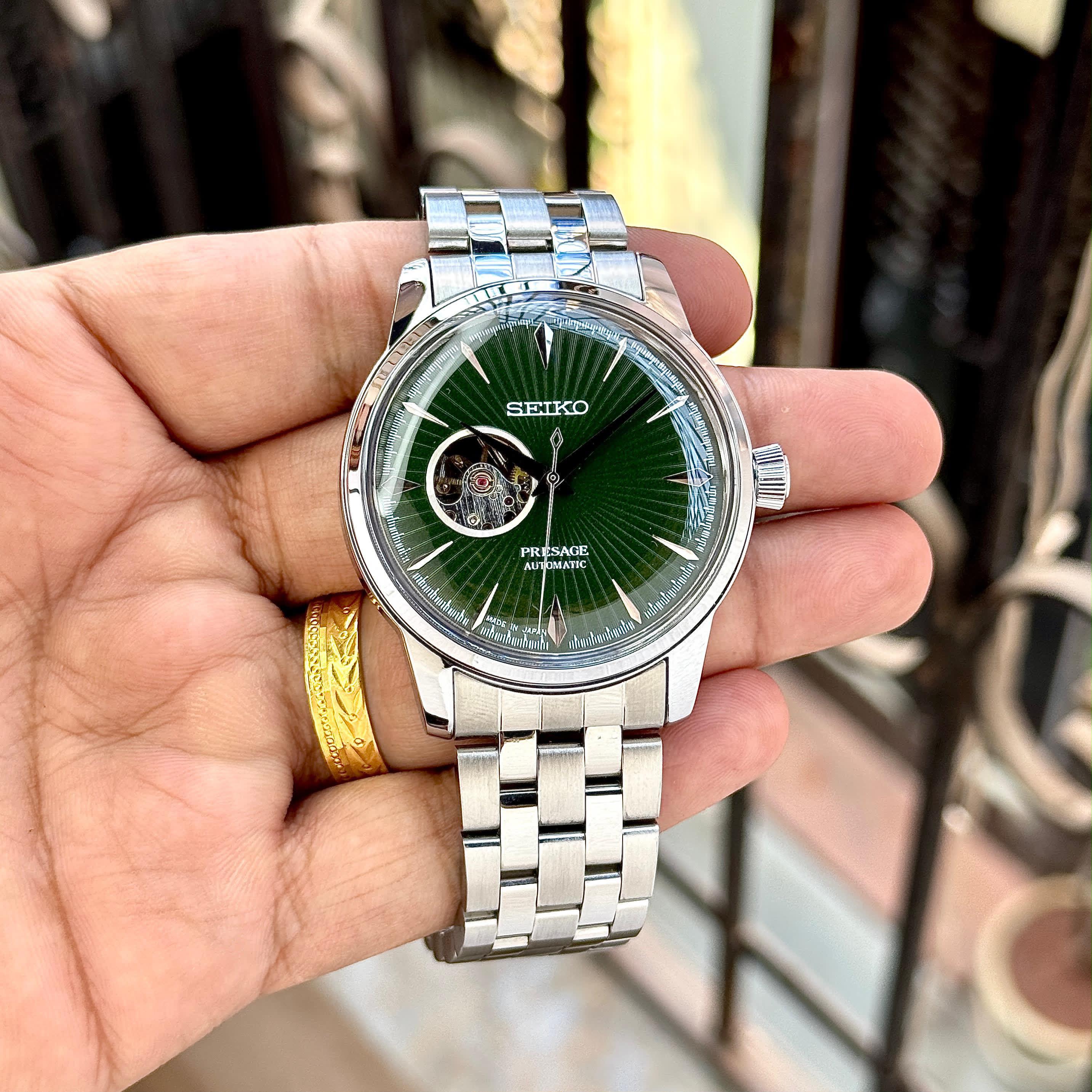 Seiko Presage Automatic Silver Green Men's Watch