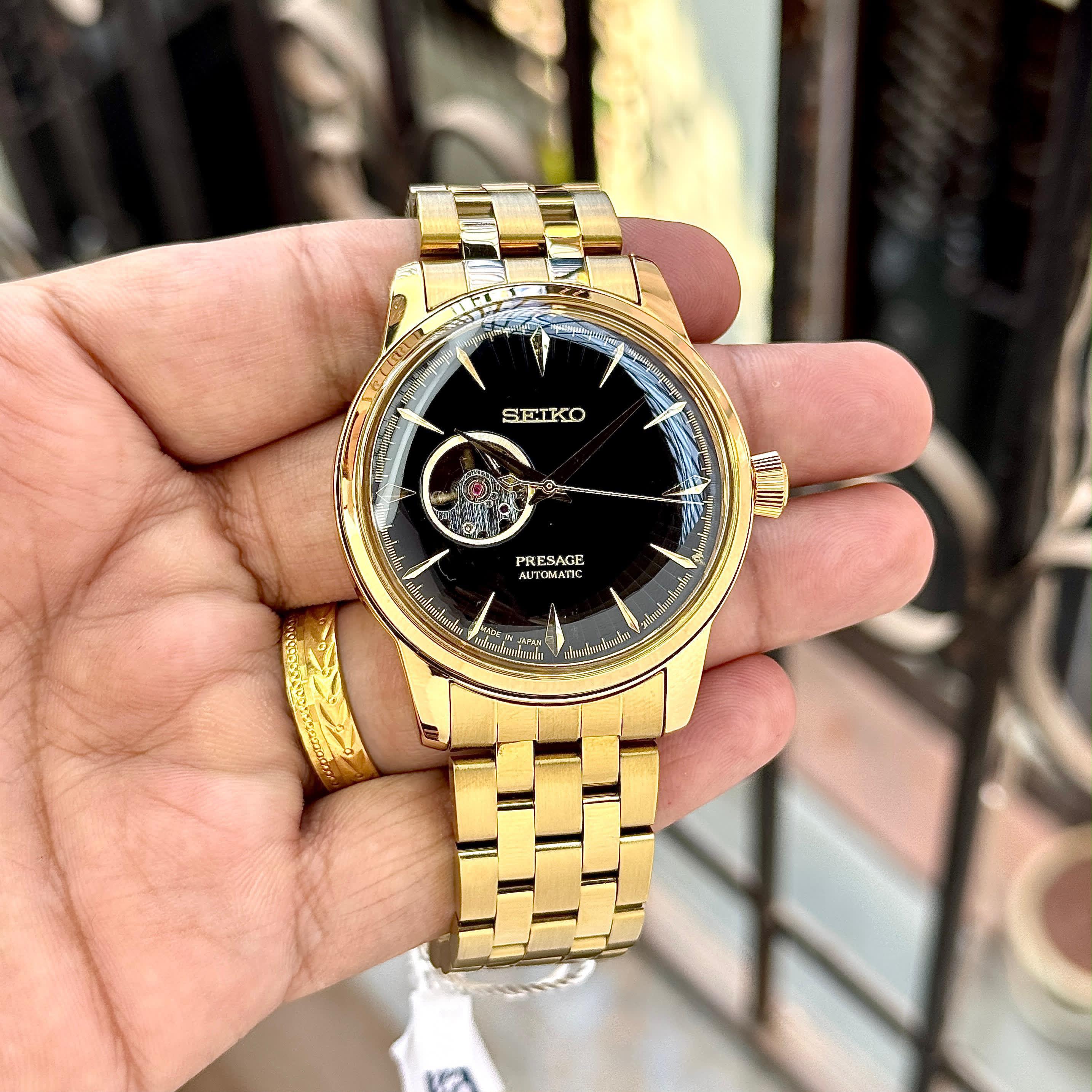 Seiko Presage Automatic Black Gold Men's Watch