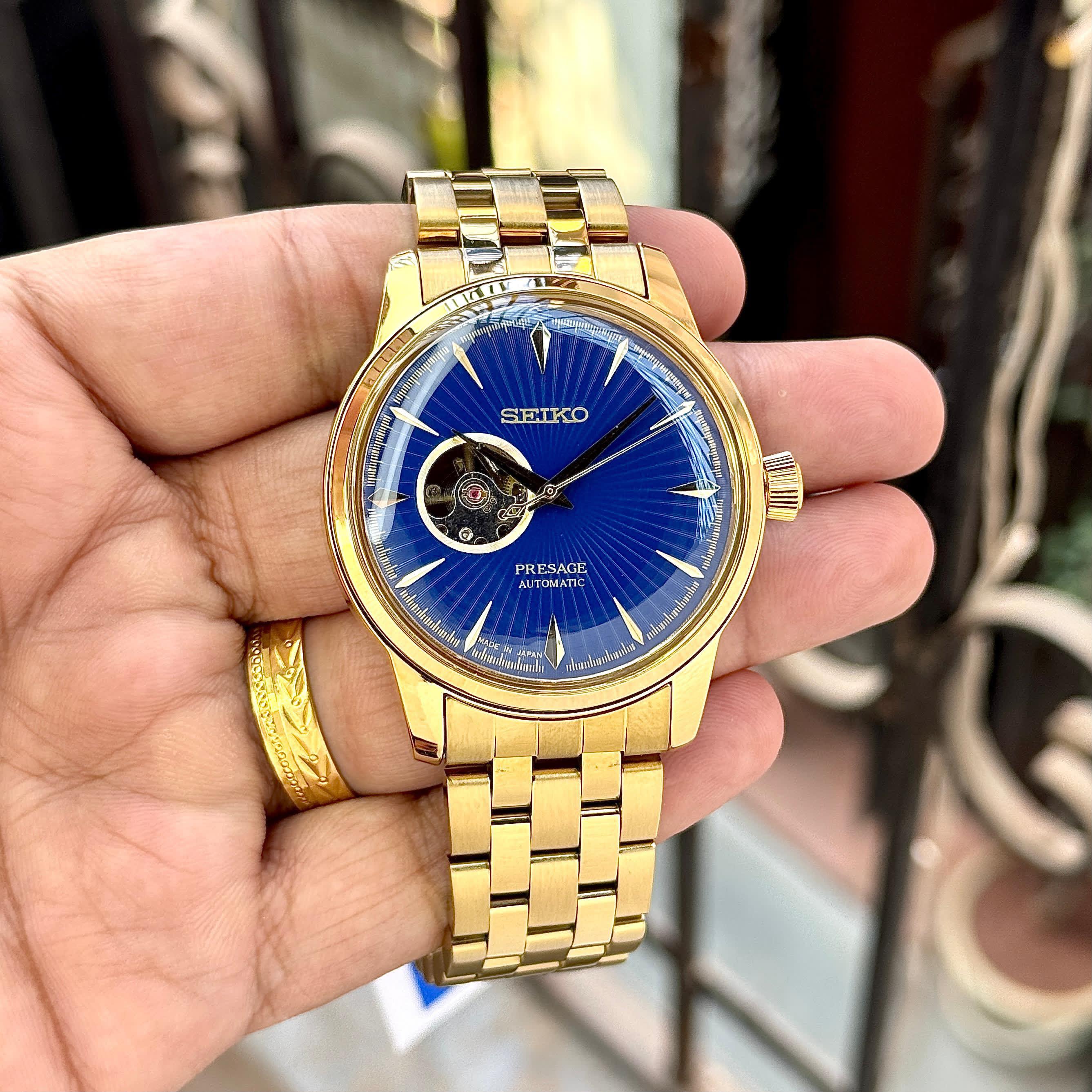 Seiko Presage Automatic Blue Gold Men's Watch