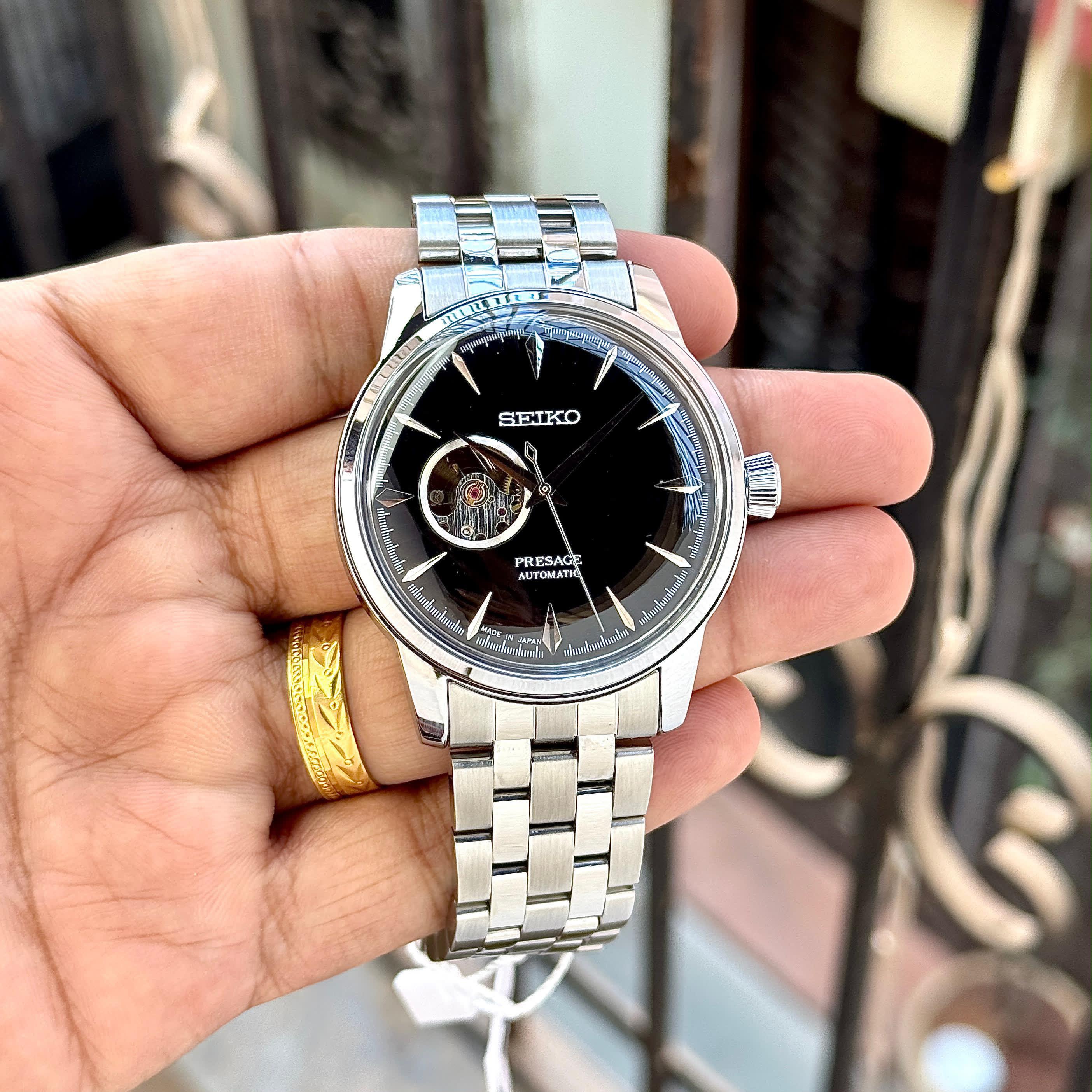 Seiko Presage Automatic Silver Black Men's Watch