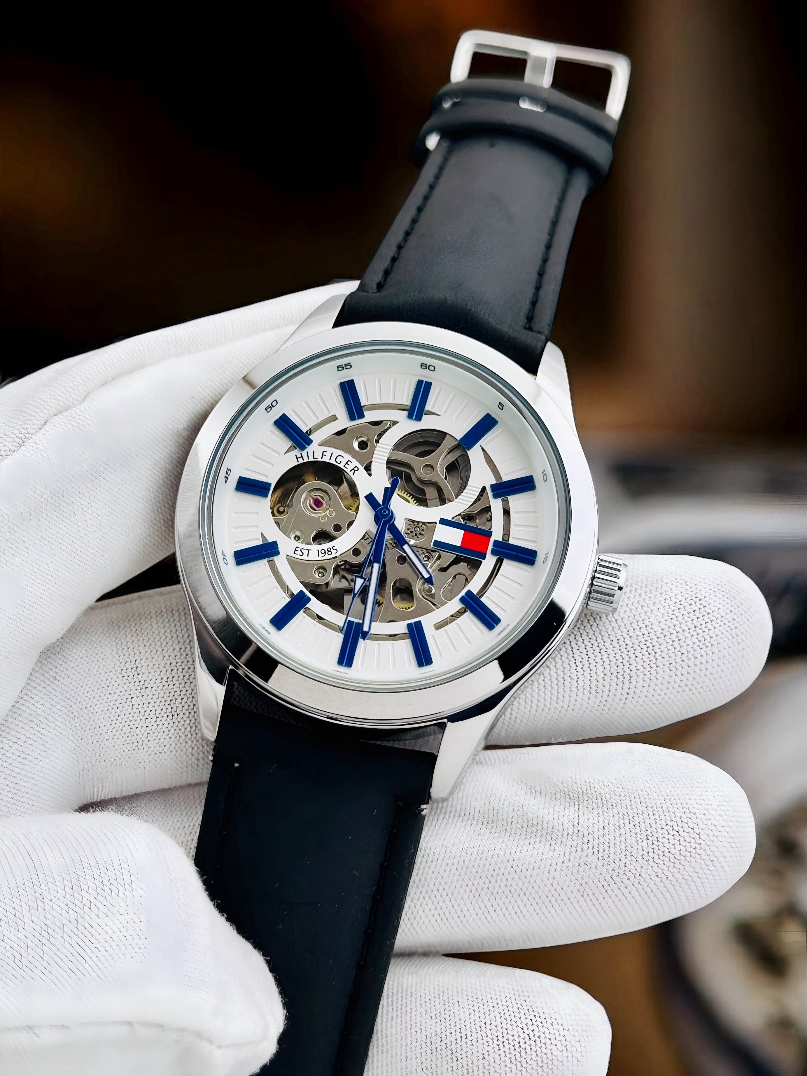 Tommy Hilfiger White Black Automatic Watch For Men