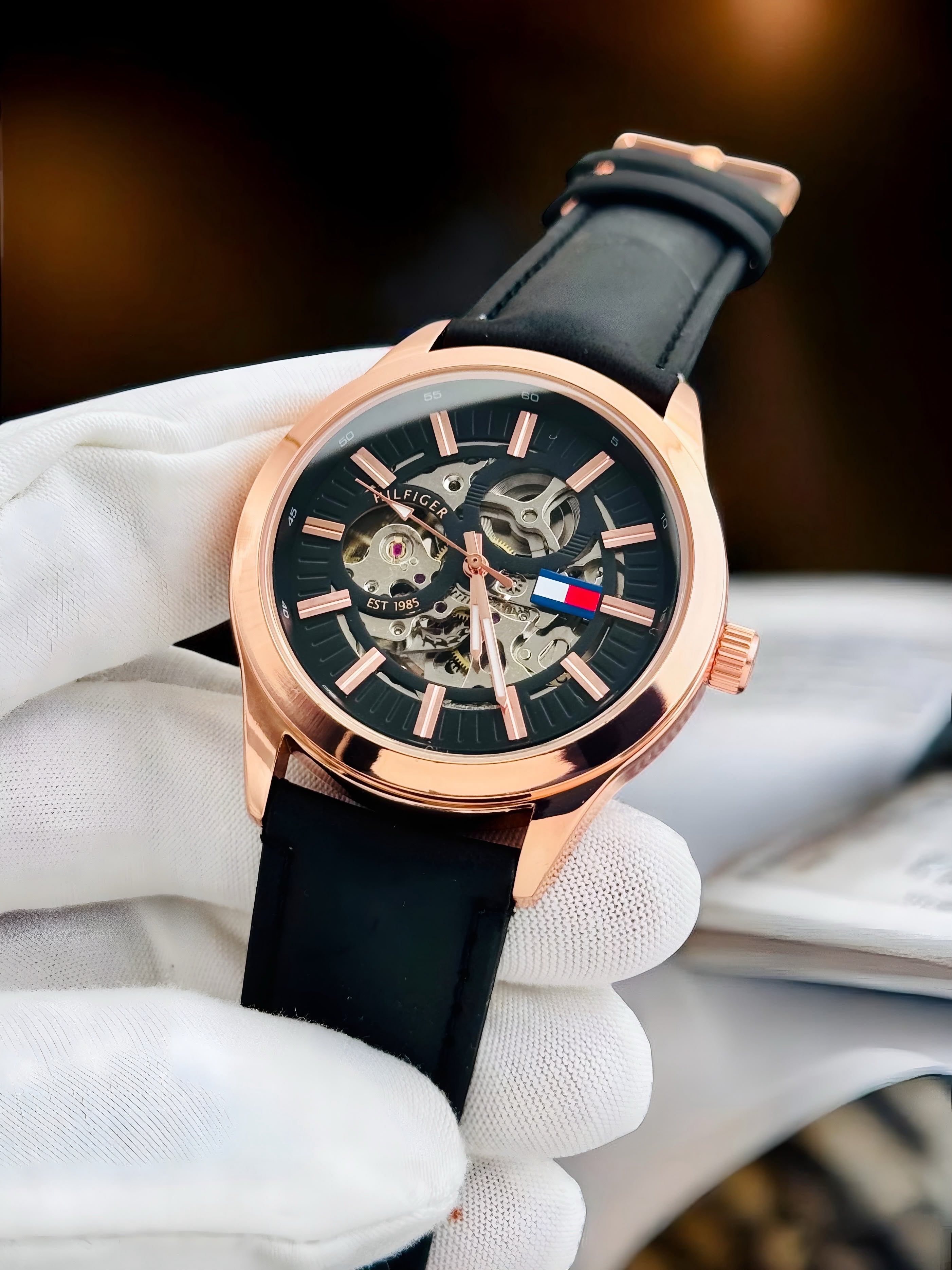 Tommy Hilfiger Black Dial Aston Automatic Watch For Men