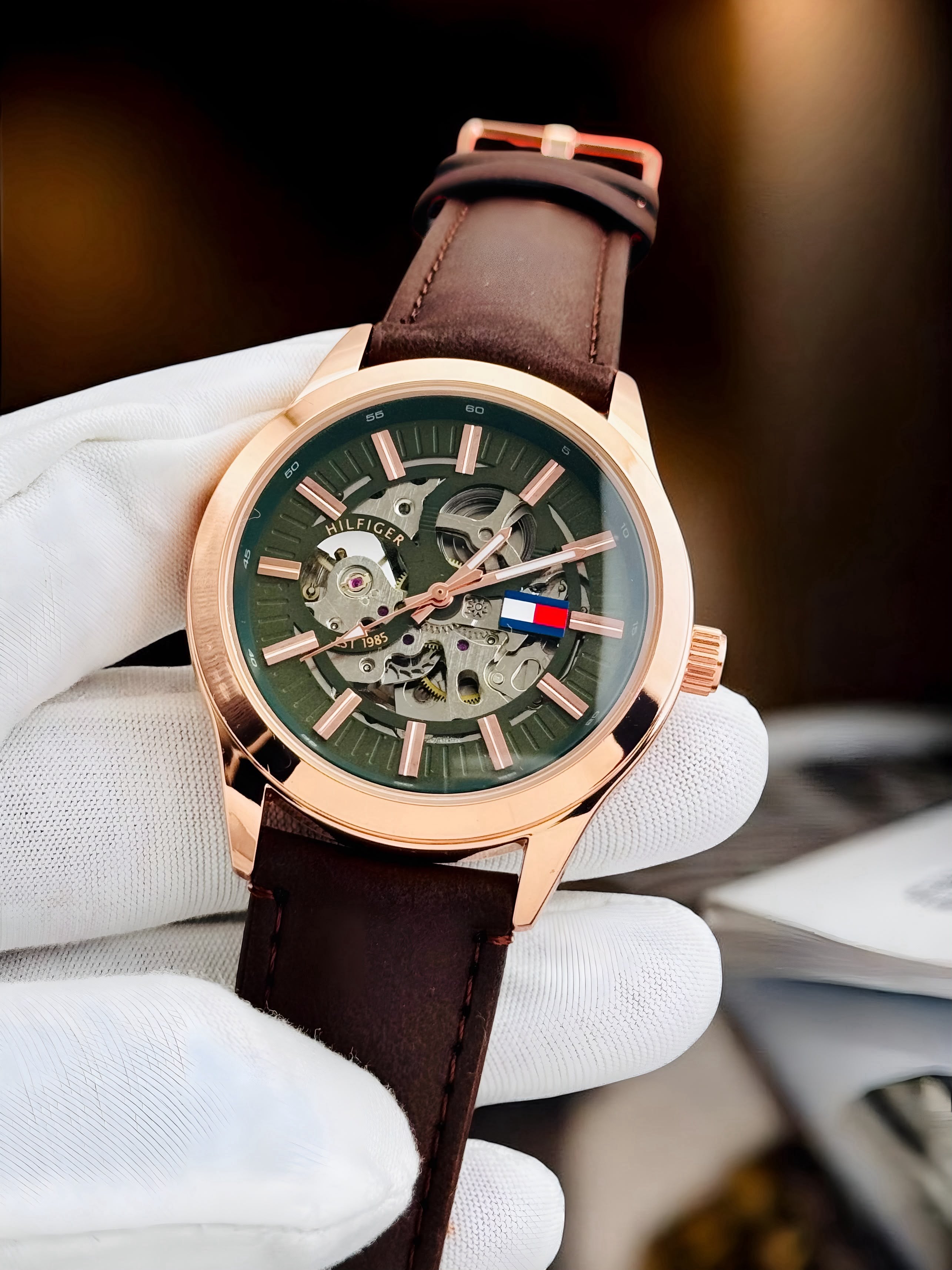 Tommy Hilfiger Green Dial Aston Automatic Watch For Men