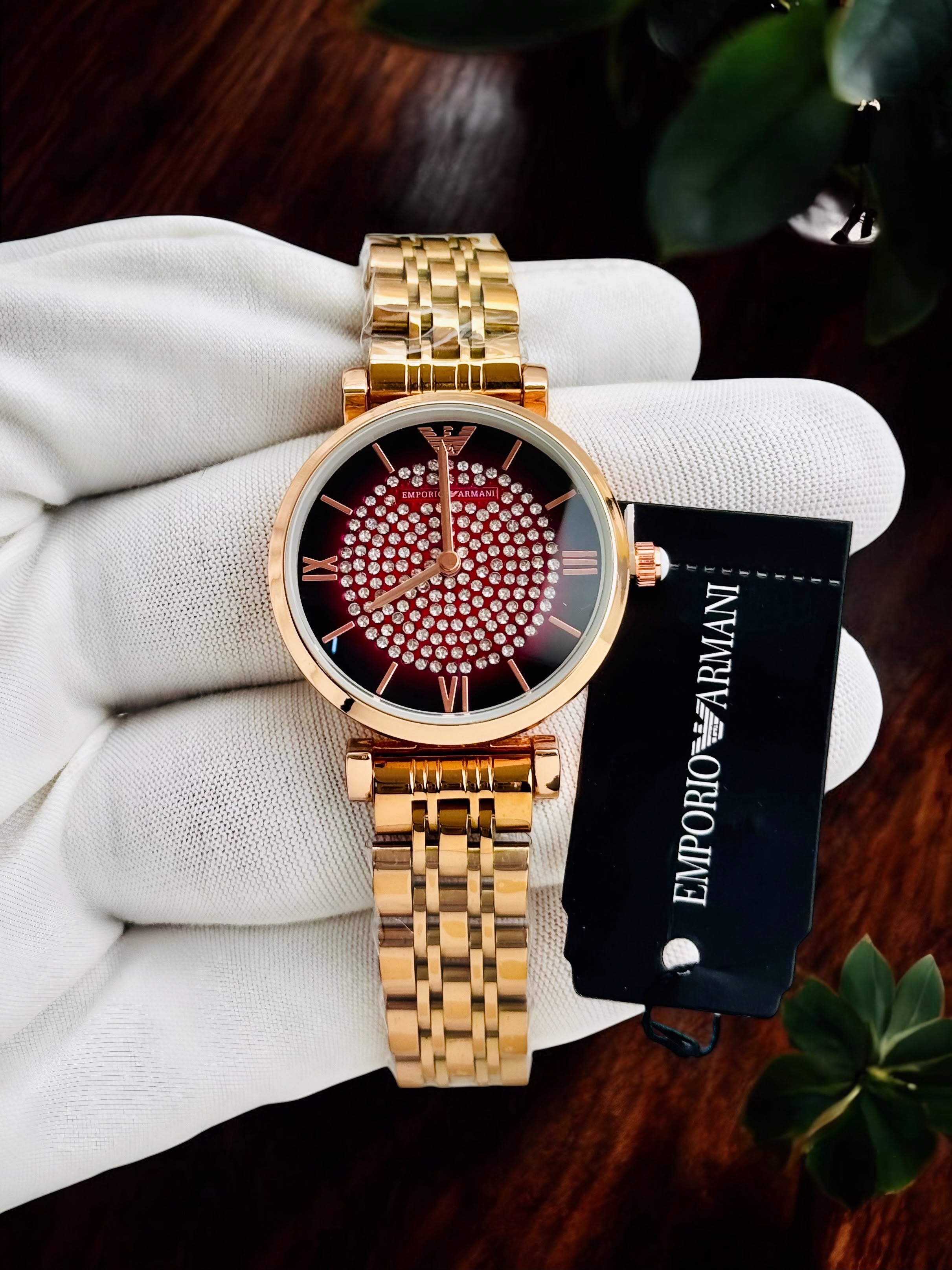 Emporia Armani Diamond Studded Red Gold Women's Watch