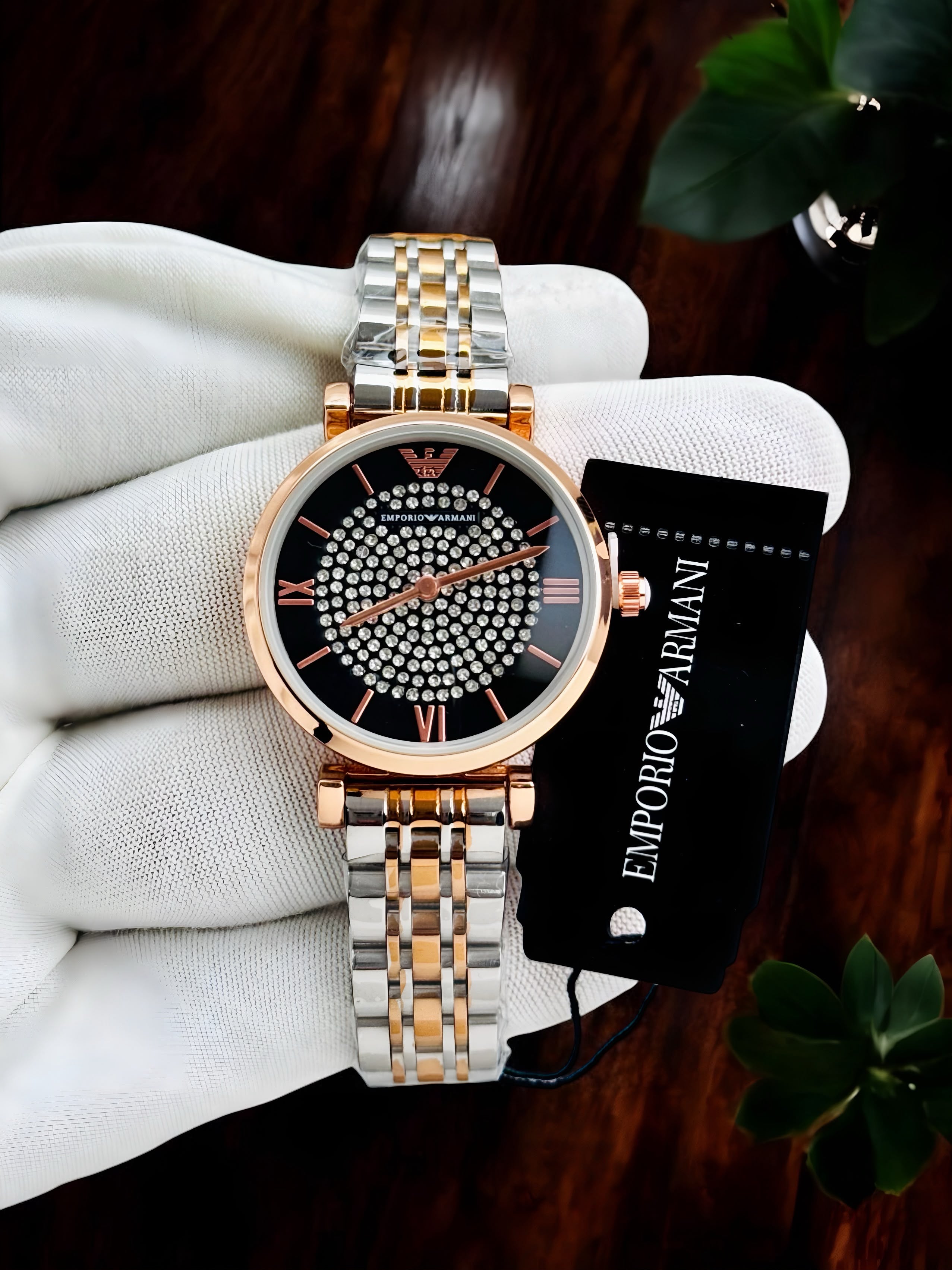 Emporia Armani Diamond Studded Two Tone Women's Watch