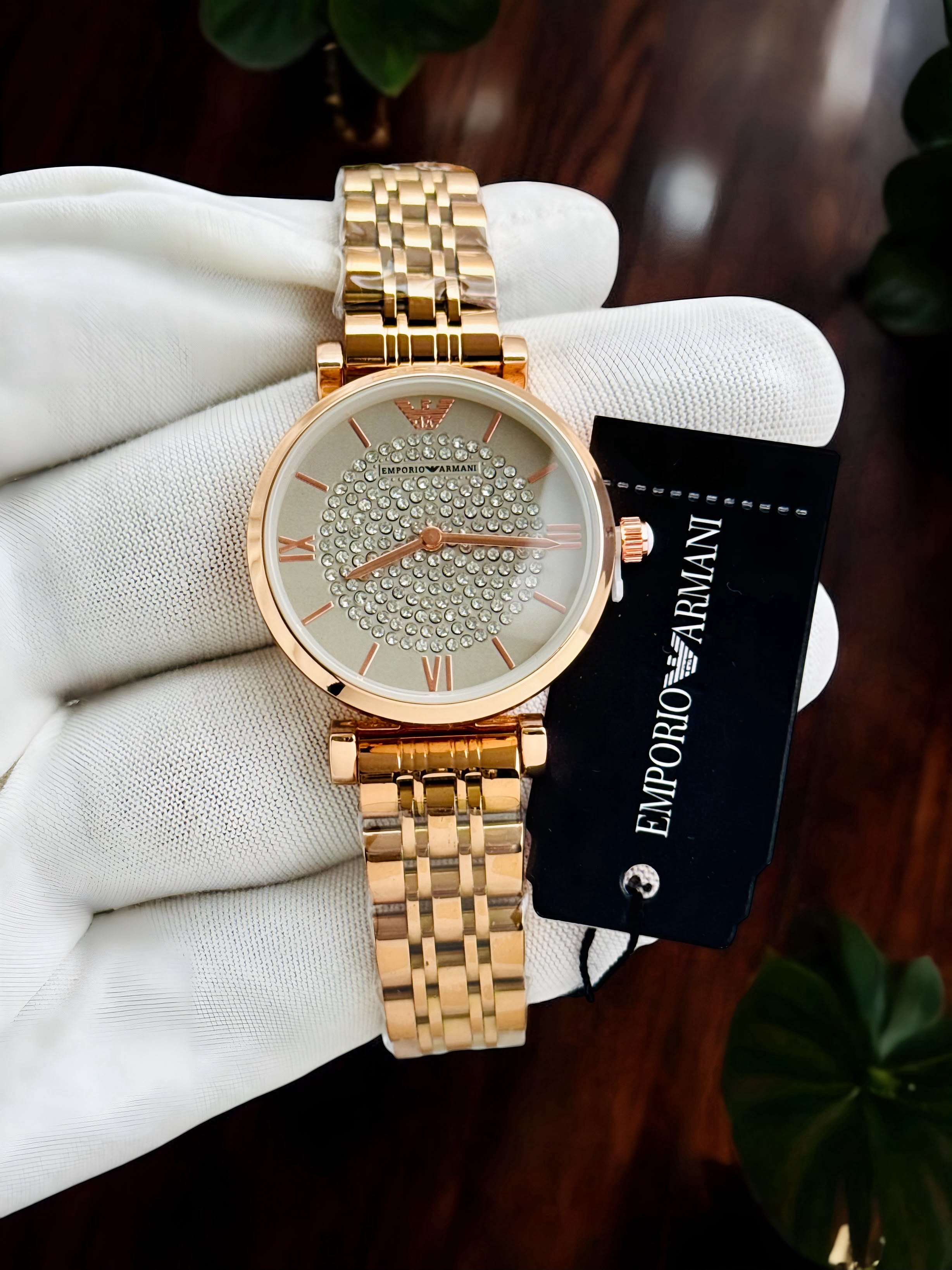 Emporia Armani Diamond Studded White Gold Women's Watch