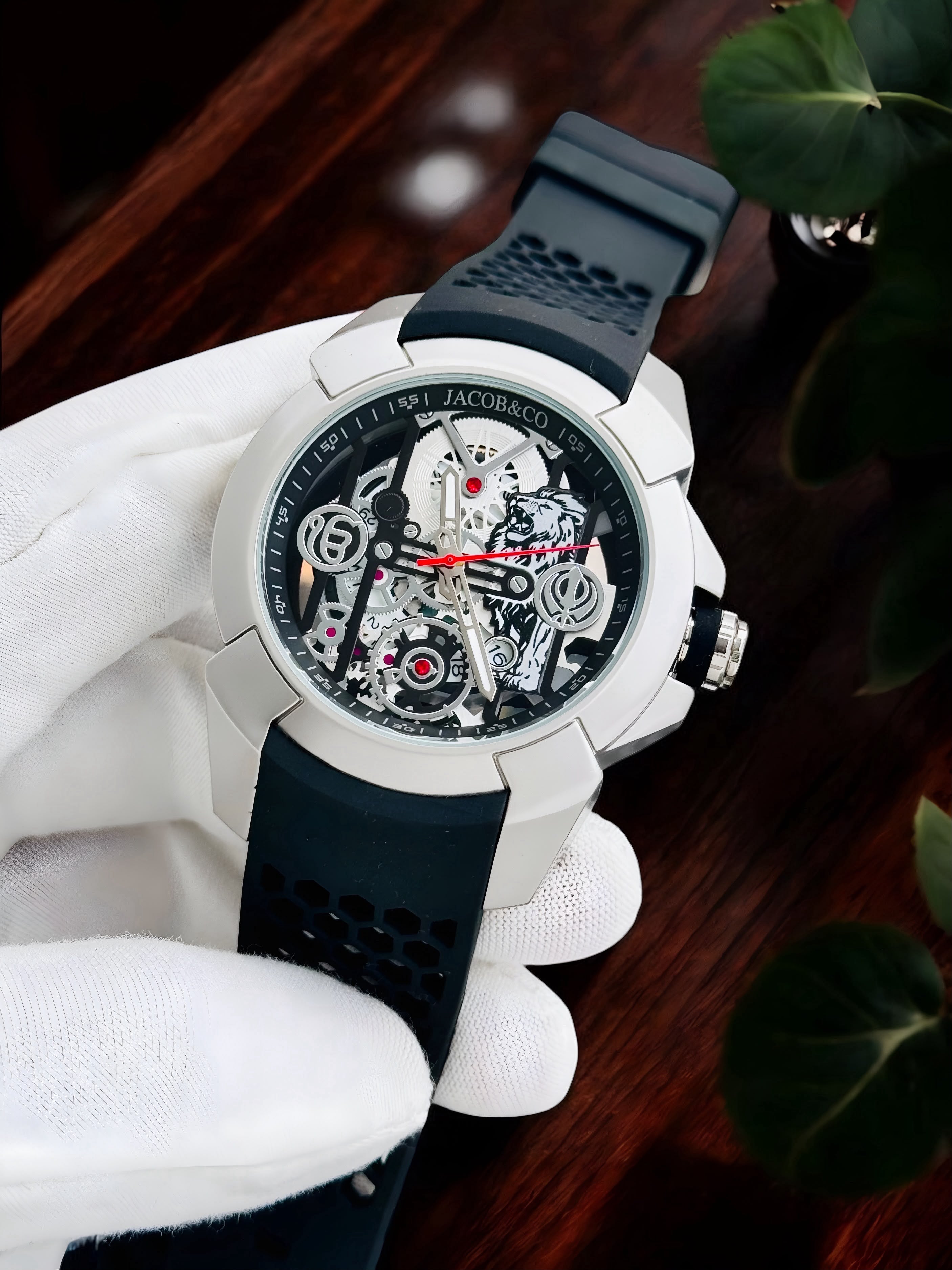 Jacob & Co Skeleton Dial Black Rubber Strap Men's Watch