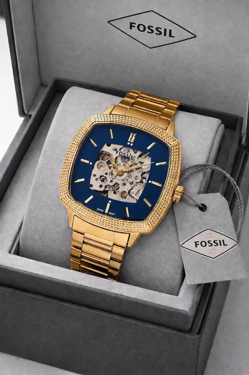 Fossil Machine Luxe Blue & Gold Men's Automatic Watch