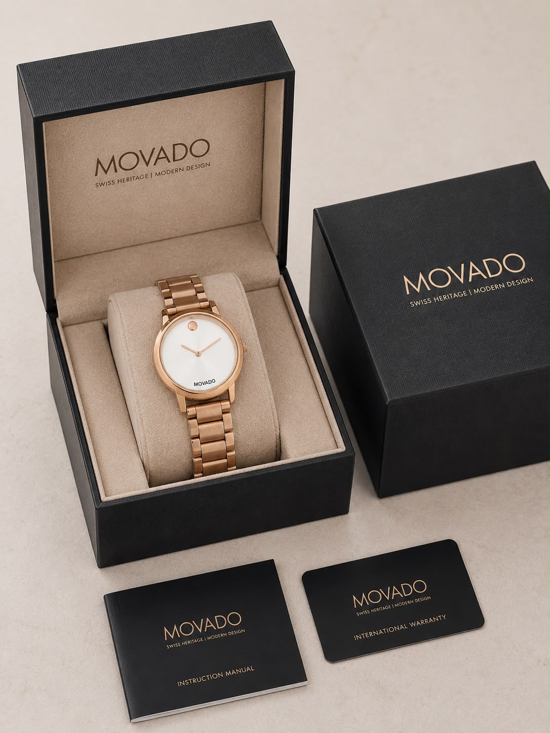 Movado Slim White Dial Women's Watch