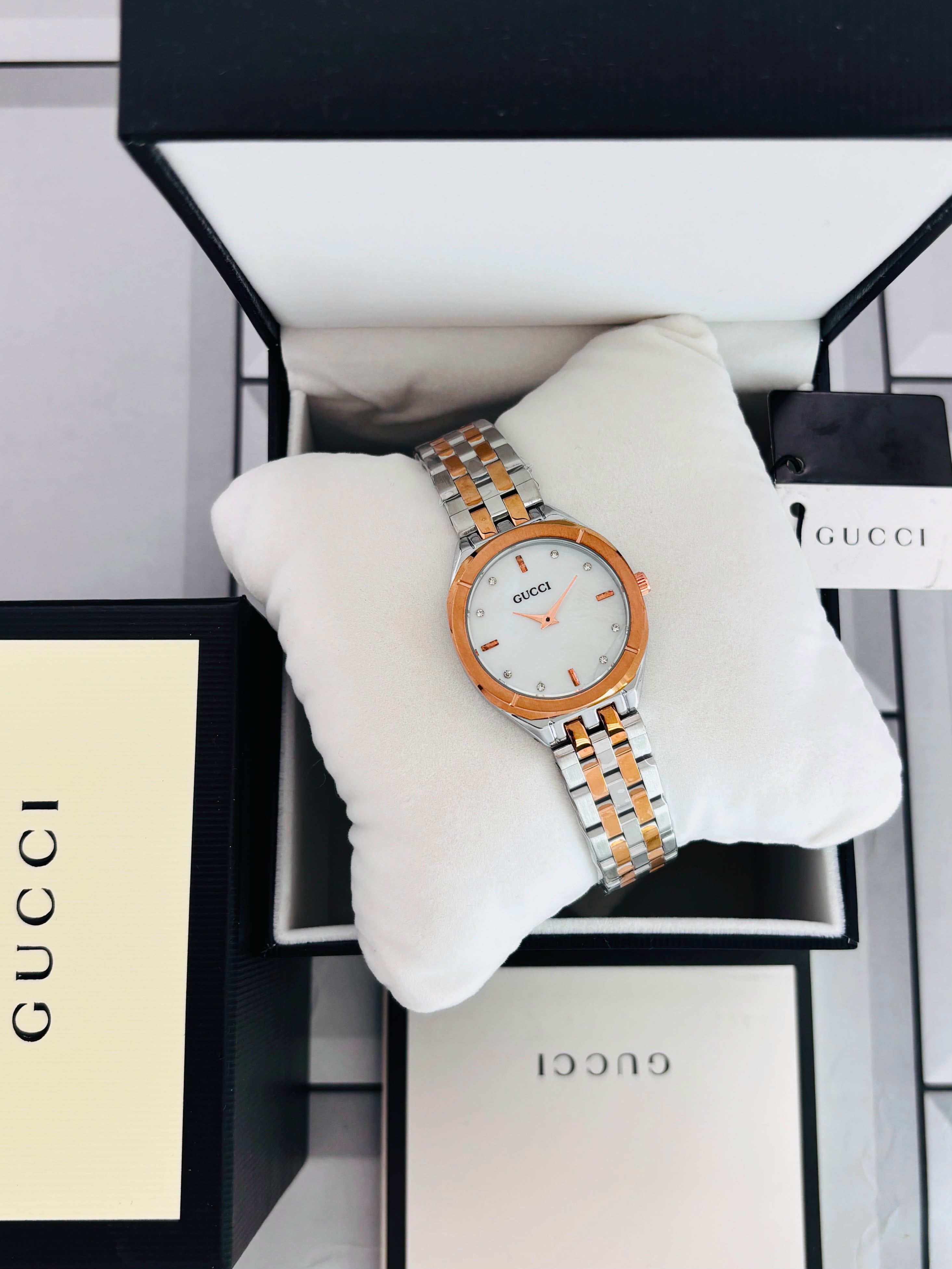Elegant Two-Tone Premium Quality Gucci Women's Wristwatch
