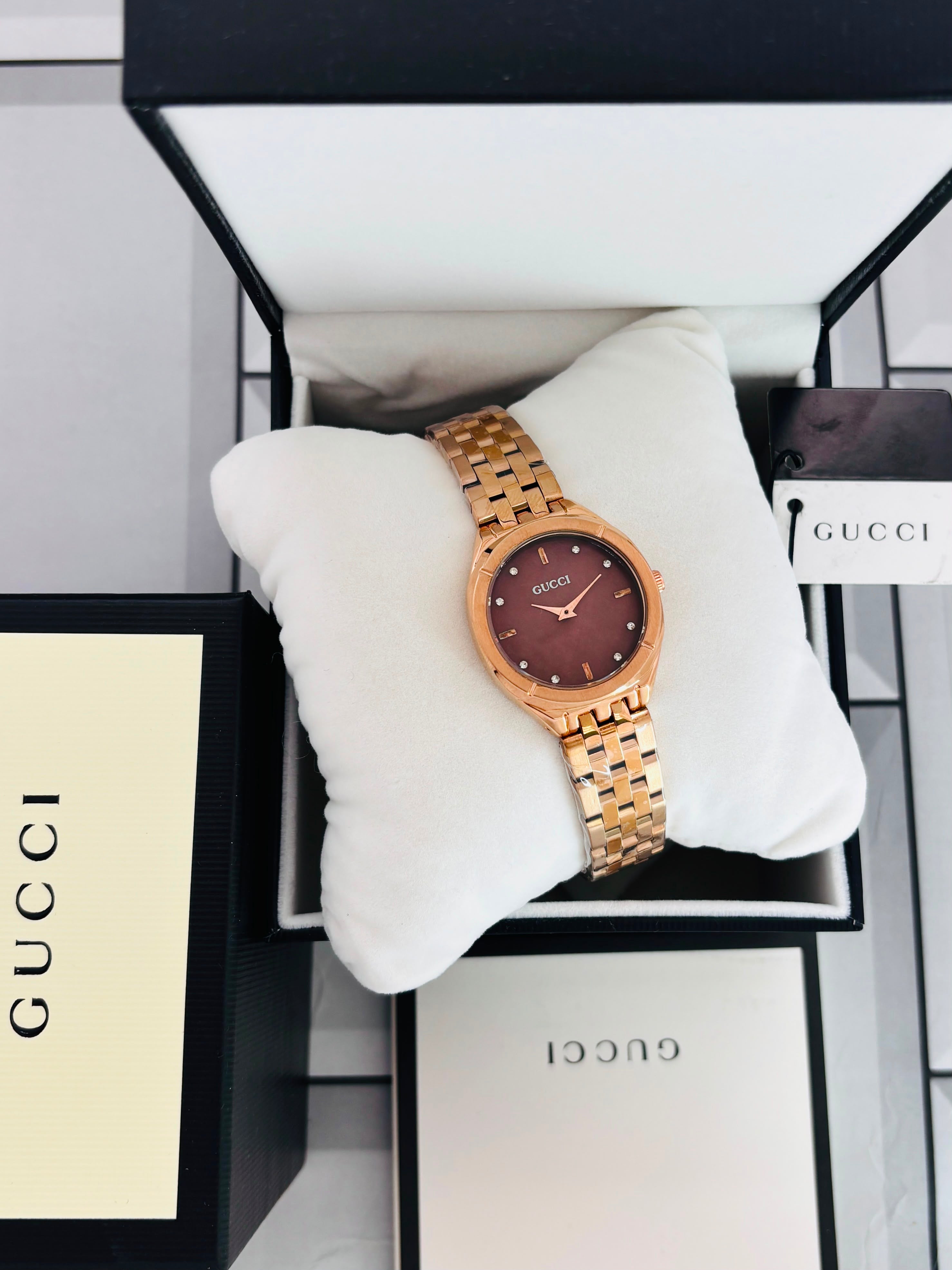 Elegant Premium Quality Red Dial Gucci Women's Wristwatch