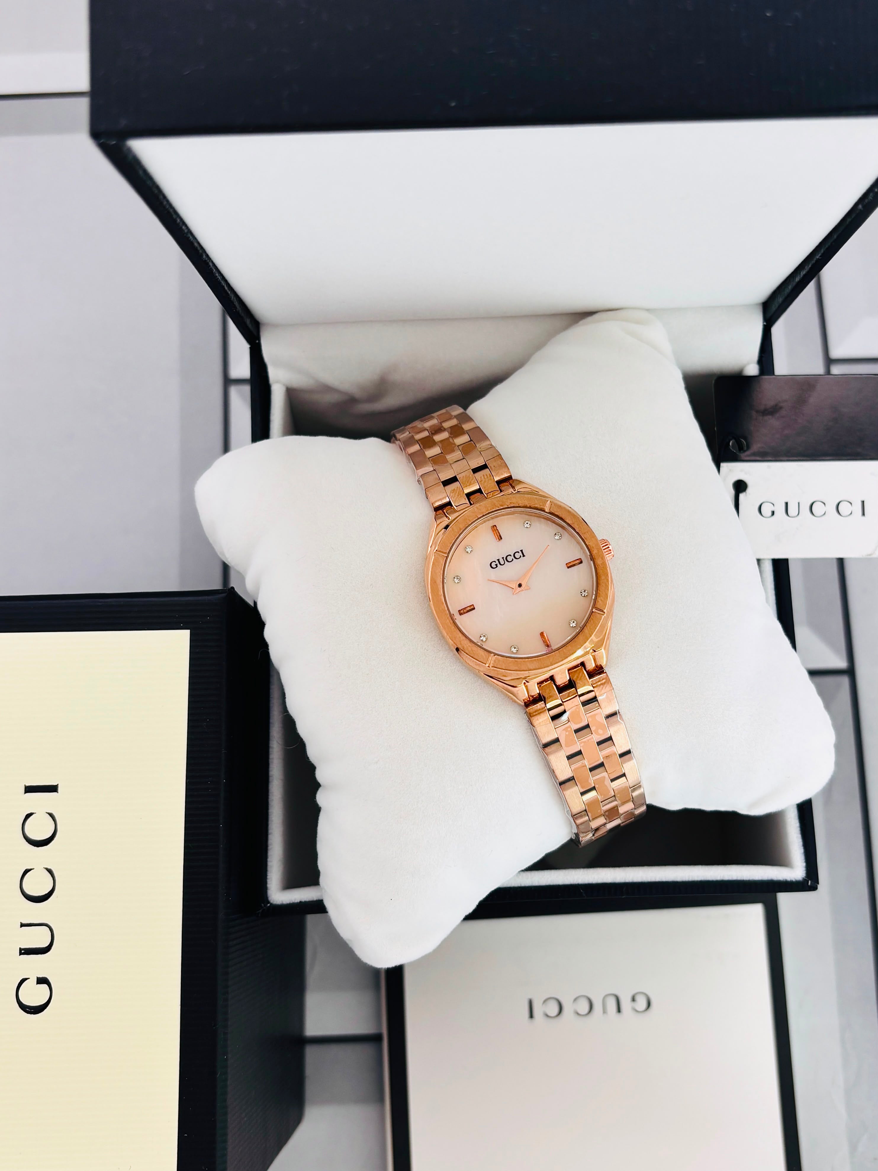Elegant Premium Quality Gold Dial Gucci Women's Wristwatch