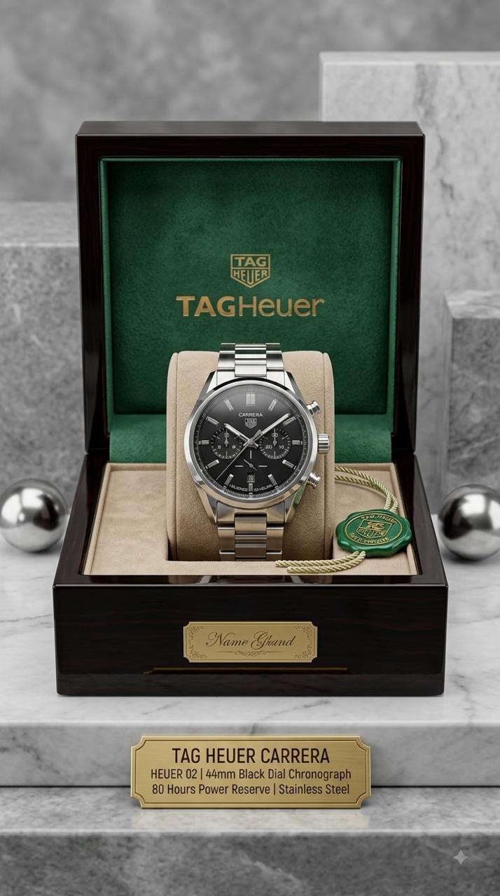 TAG Heuer Carrera Heuer 02 Black Dial Stainless Steel Chronograph Watch