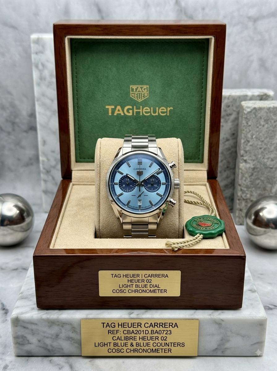 TAG Heuer Carrera Heuer 02 Light Blue Dial Stainless Steel Chronograph Watch