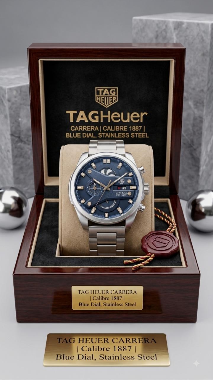 TAG Heuer Carrera Calibre 1887 Automatic Chronograph Blue Dial Stainless Steel Watch