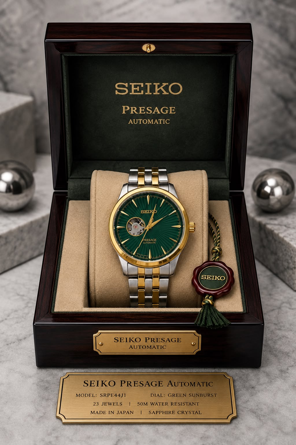 Seiko Presage Automatic Green Dial Two-Tone Stainless Steel Watch