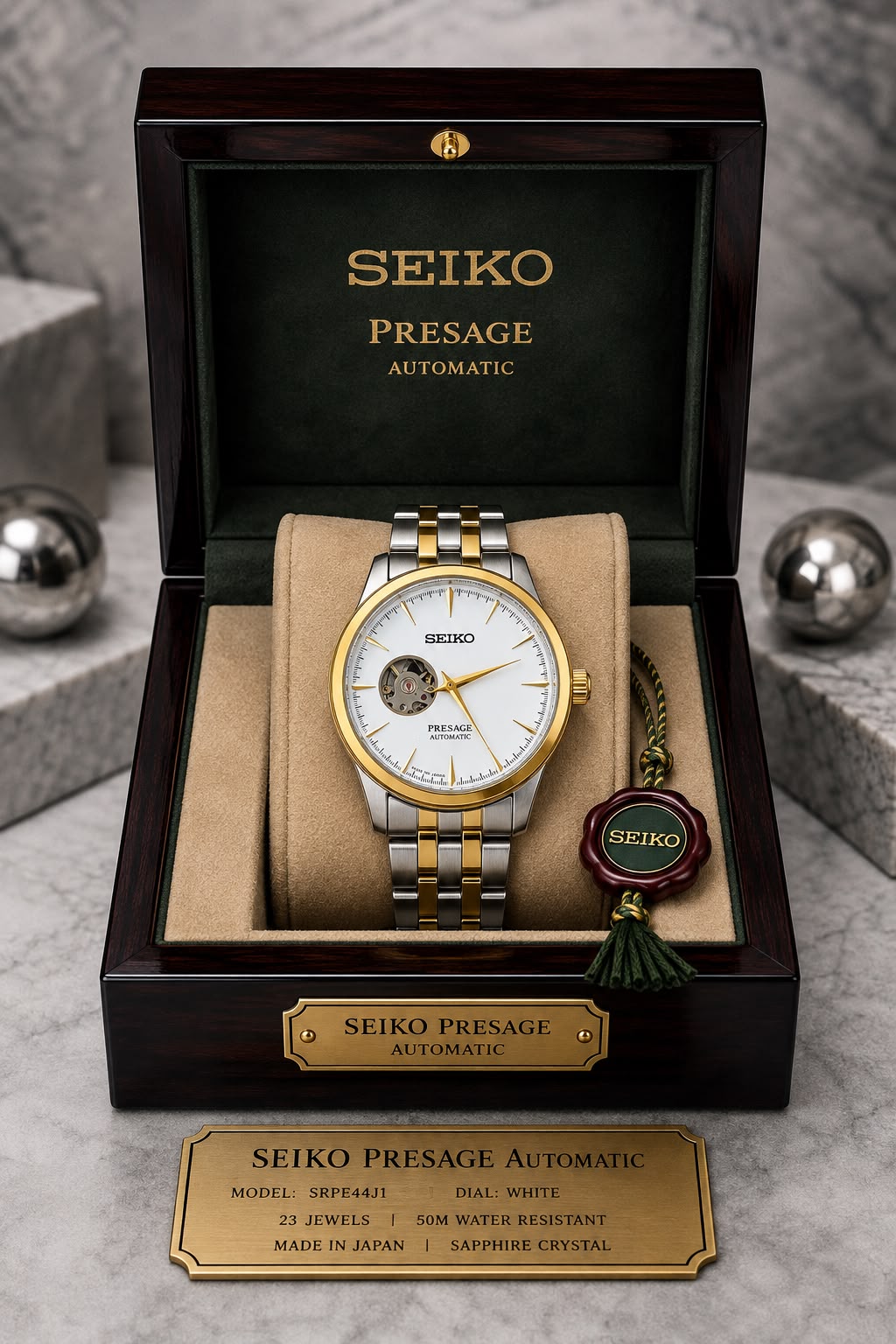 Seiko Presage Automatic White Dial Two-Tone Stainless Steel Watch