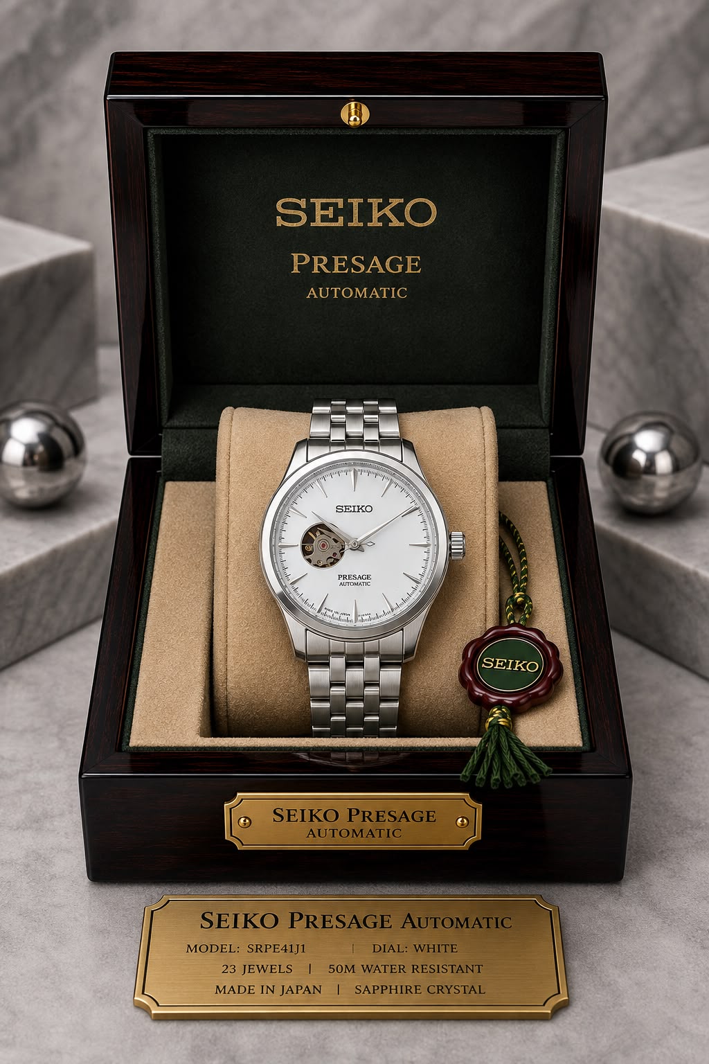 Seiko Presage Automatic White Dial Stainless Steel Watch