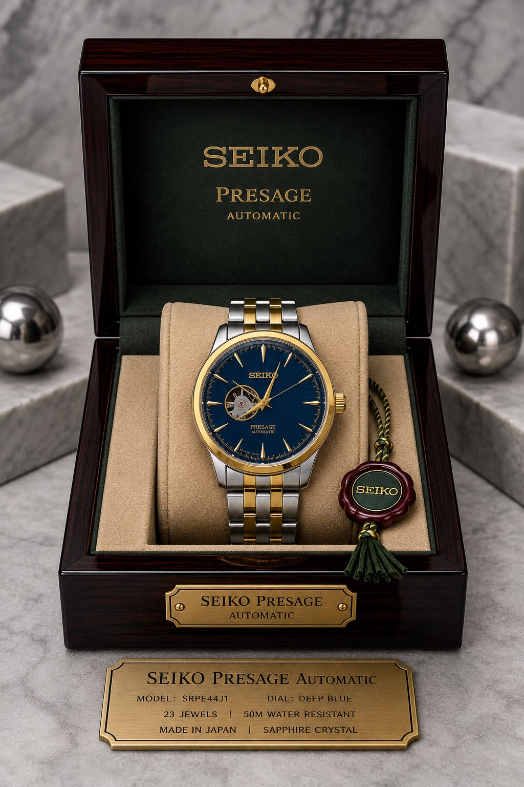 Seiko Presage Automatic Deep Blue Dial Two-Tone Stainless Steel Watch