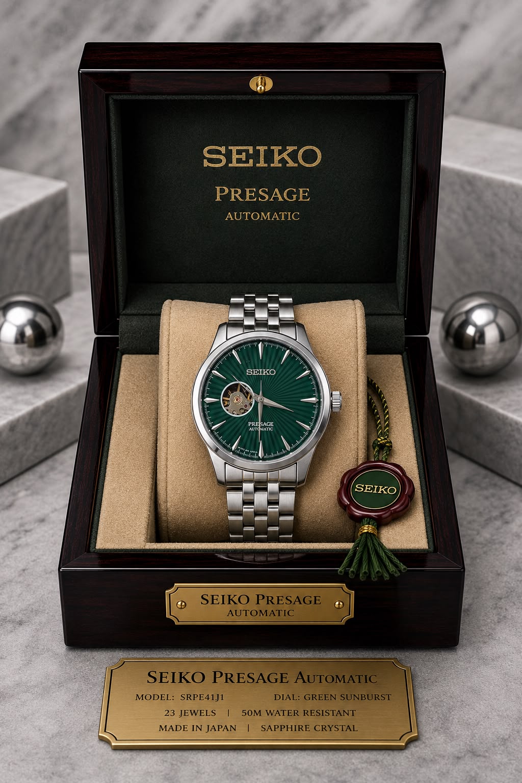 Seiko Presage Automatic Green Dial Stainless Steel Watch